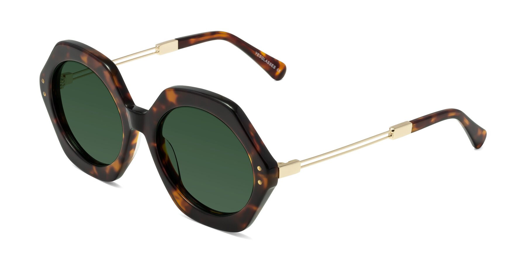 Angle of Skye in Tortoise with Green Tinted Lenses