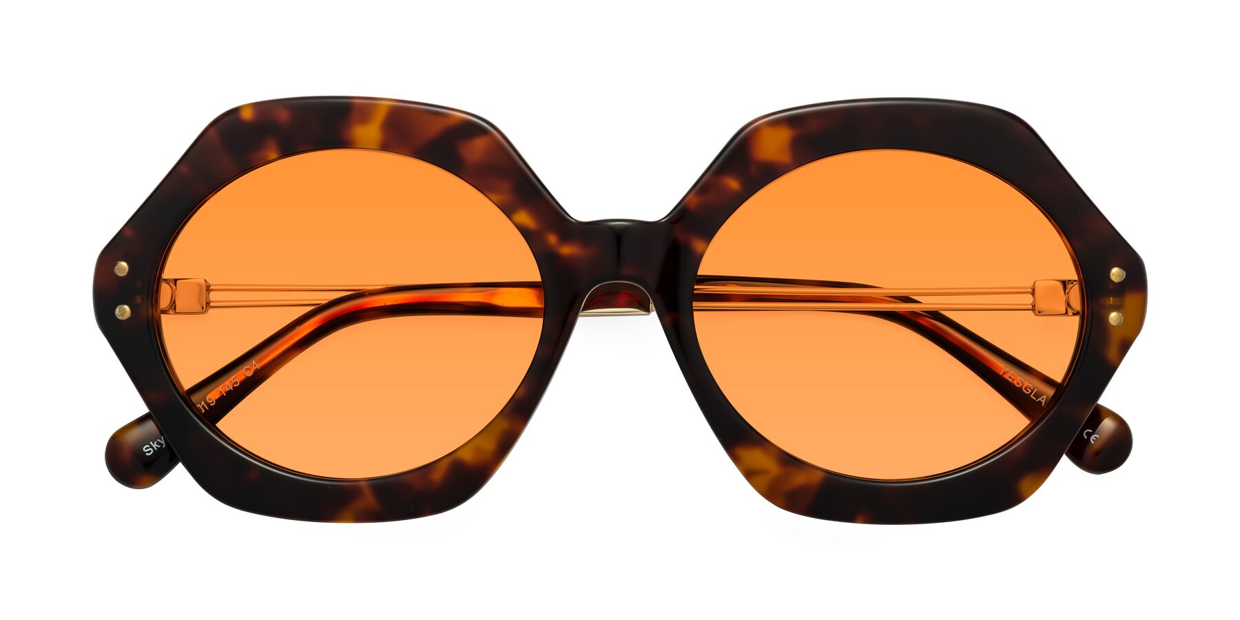 Folded Front of Skye in Tortoise with Orange Tinted Lenses