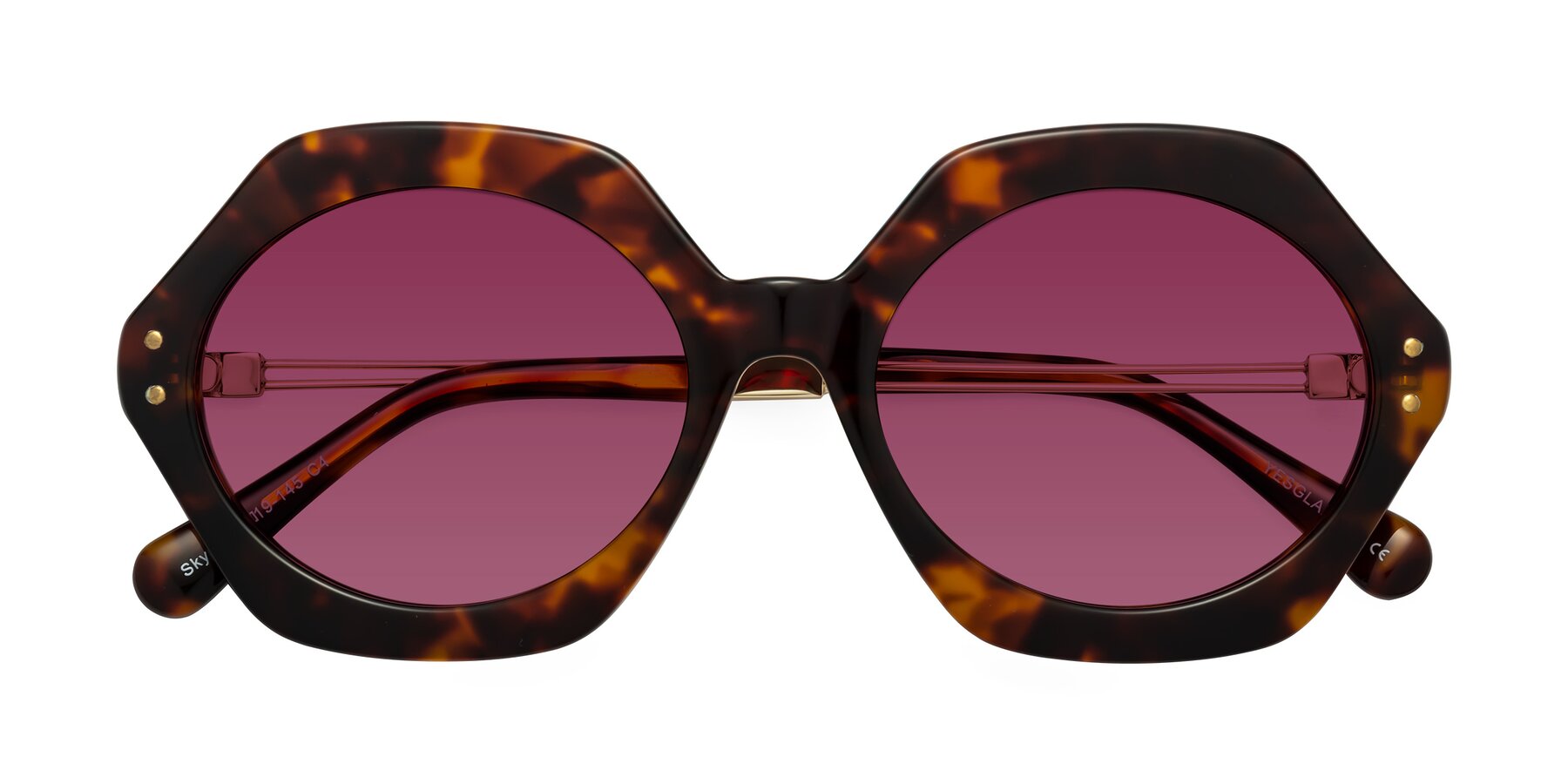 Folded Front of Skye in Tortoise with Wine Tinted Lenses