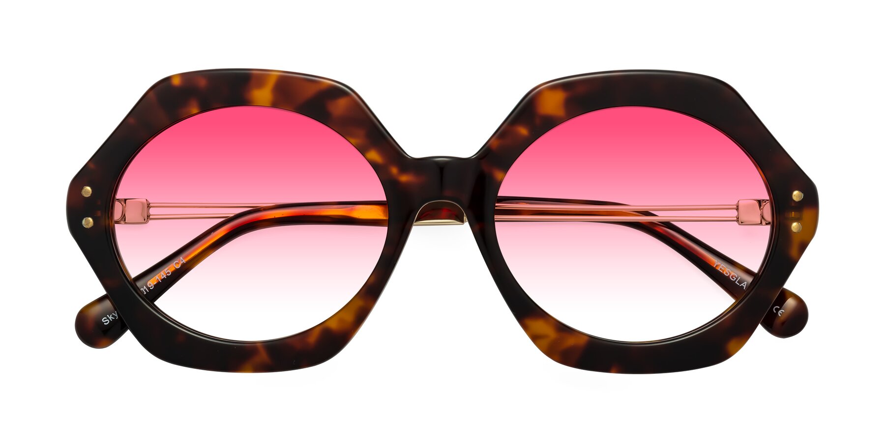 Folded Front of Skye in Tortoise with Pink Gradient Lenses