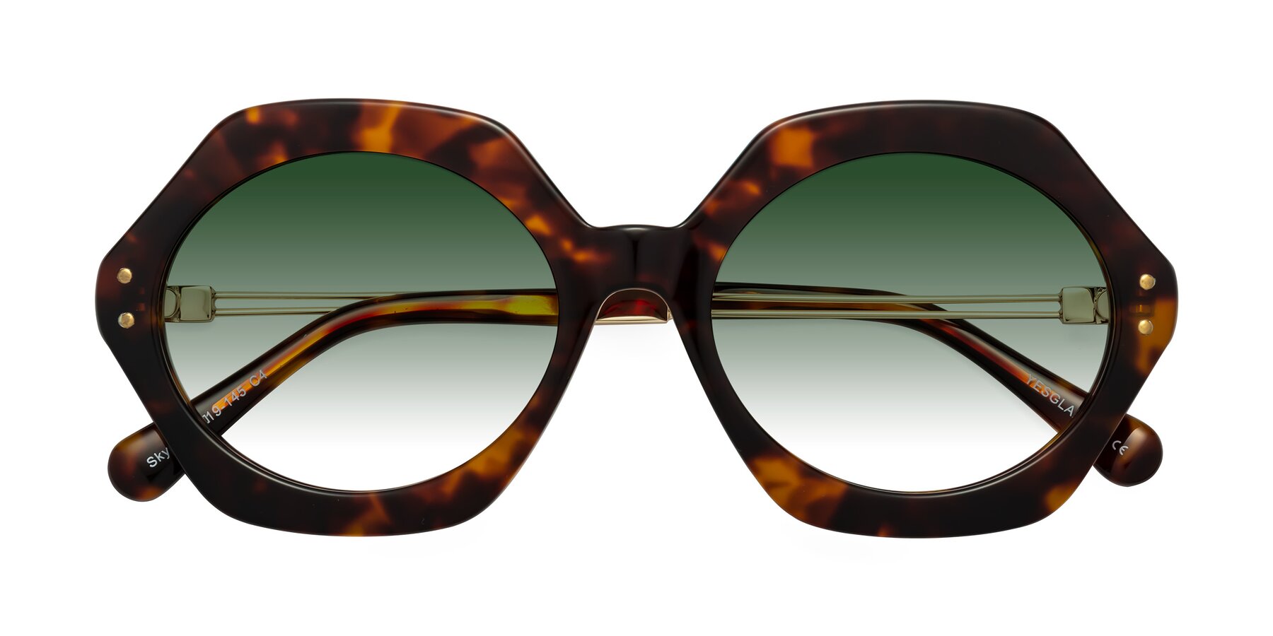 Folded Front of Skye in Tortoise with Green Gradient Lenses