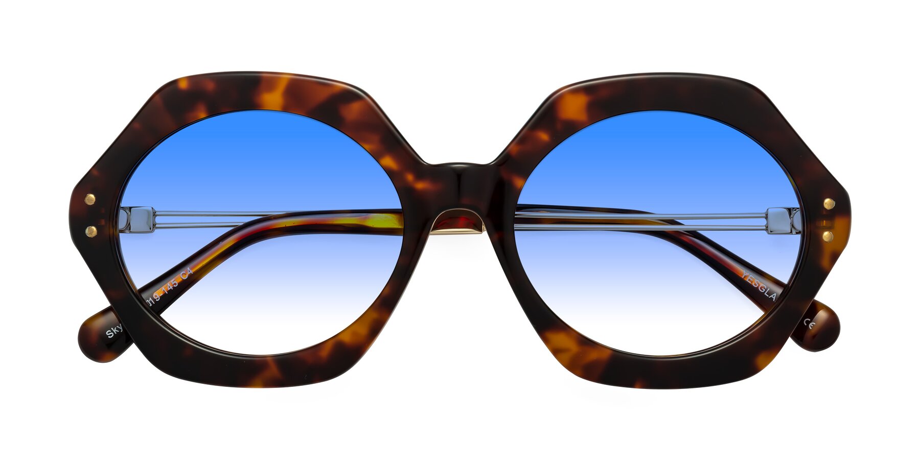 Folded Front of Skye in Tortoise with Blue Gradient Lenses