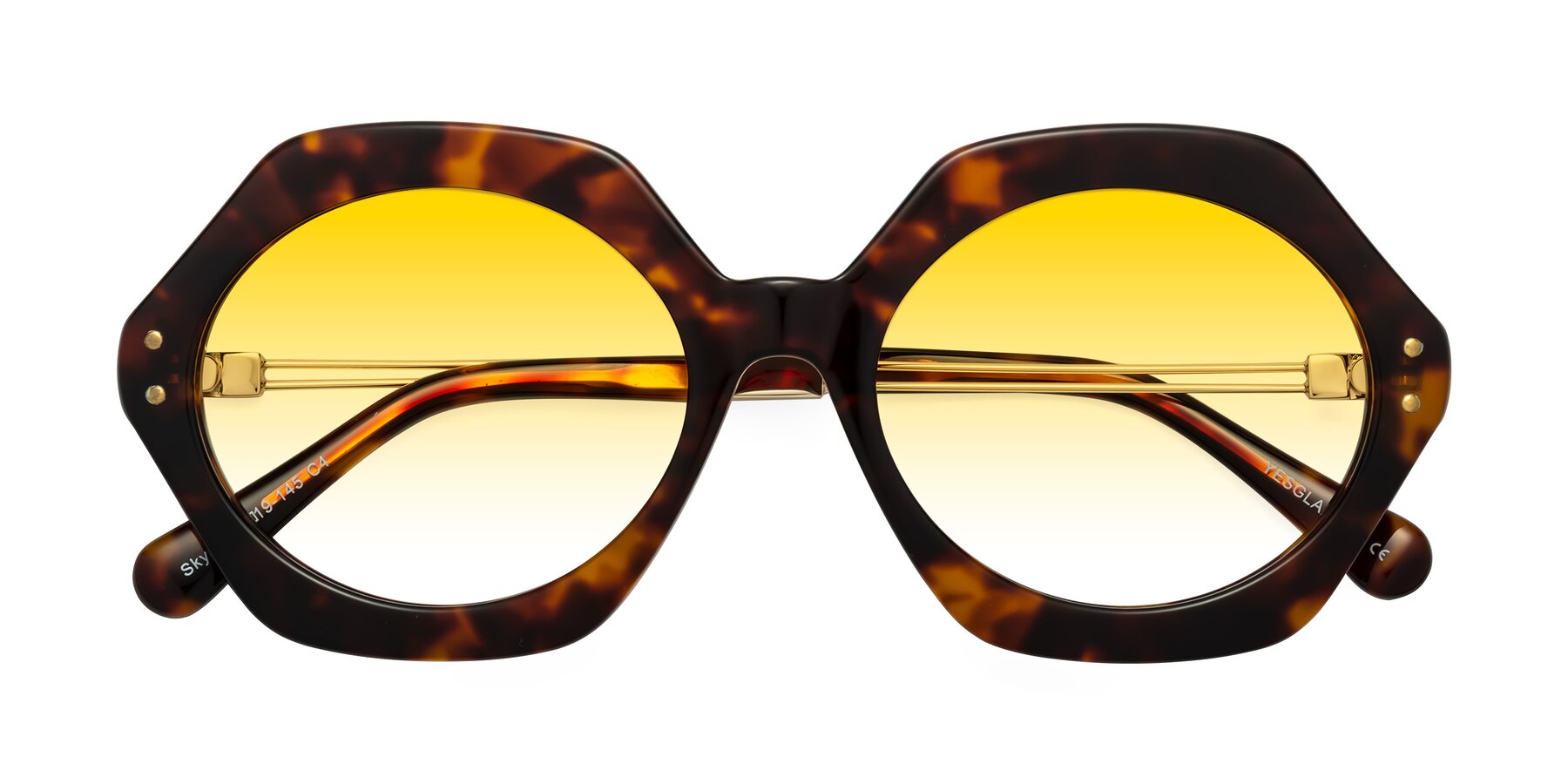 Folded Front of Skye in Tortoise with Yellow Gradient Lenses