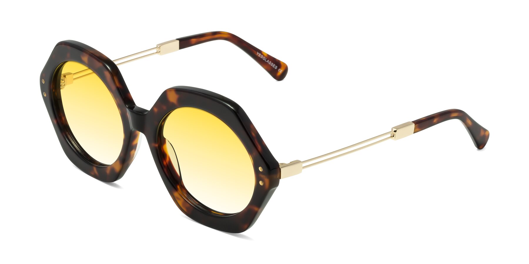 Angle of Skye in Tortoise with Yellow Gradient Lenses