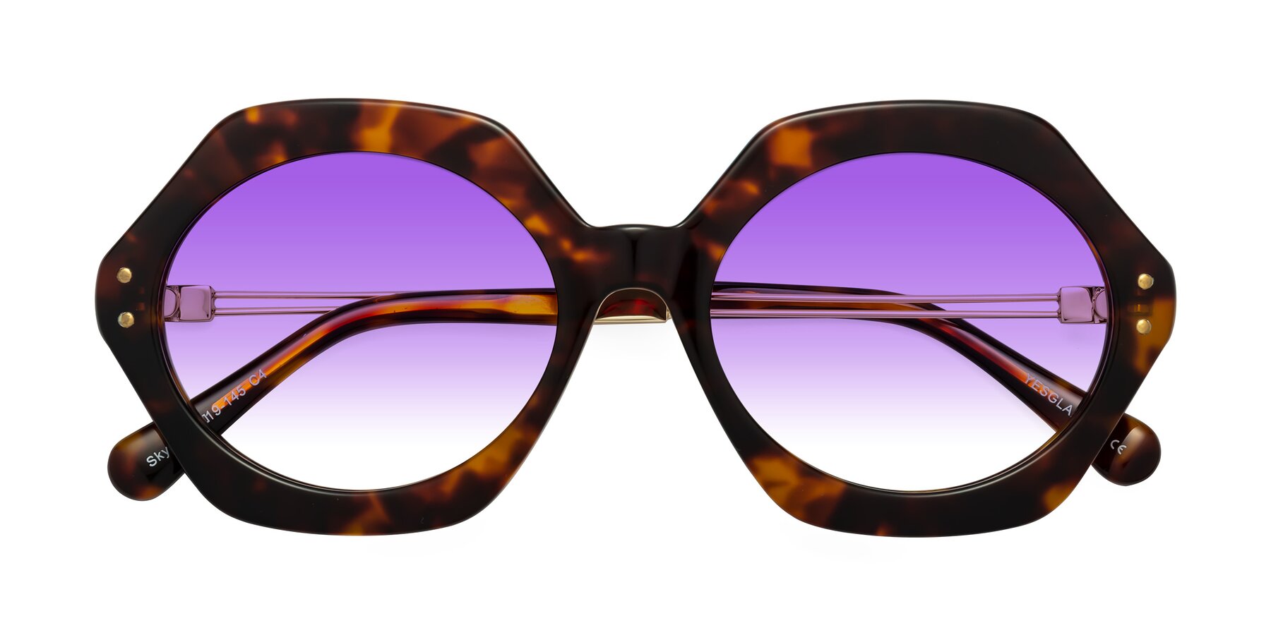 Folded Front of Skye in Tortoise with Purple Gradient Lenses
