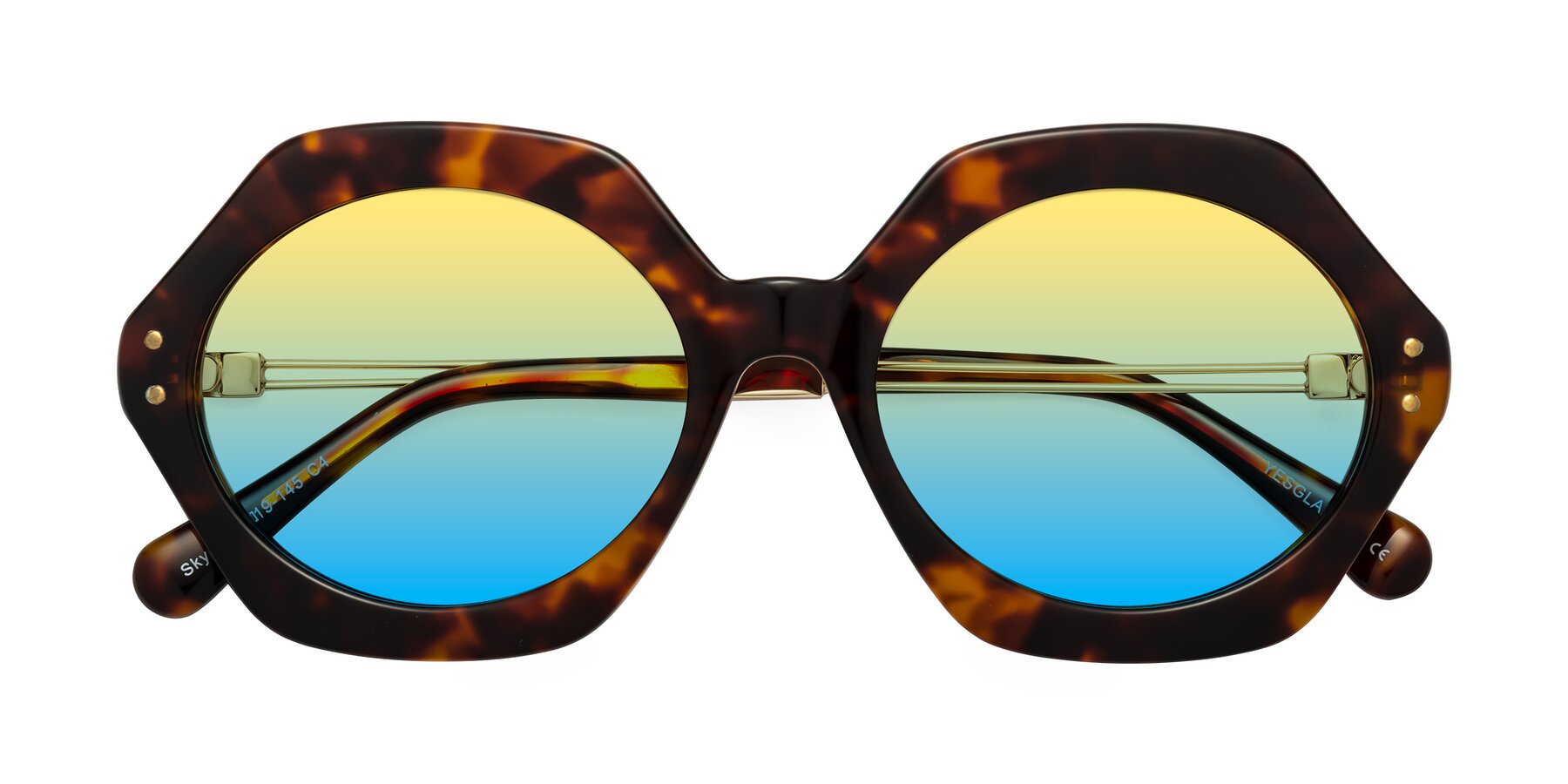 Folded Front of Skye in Tortoise with Yellow / Blue Gradient Lenses