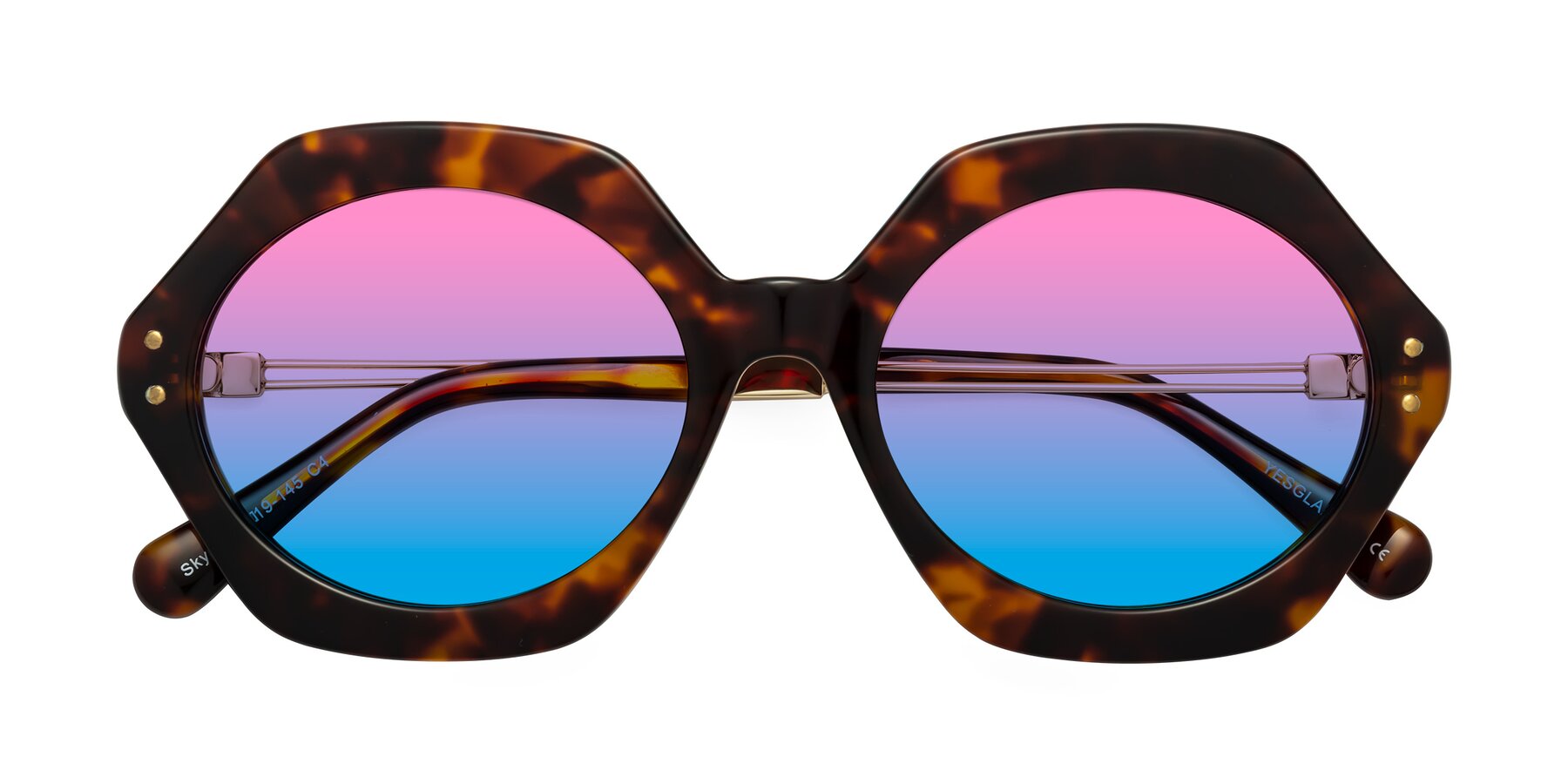 Folded Front of Skye in Tortoise with Pink / Blue Gradient Lenses