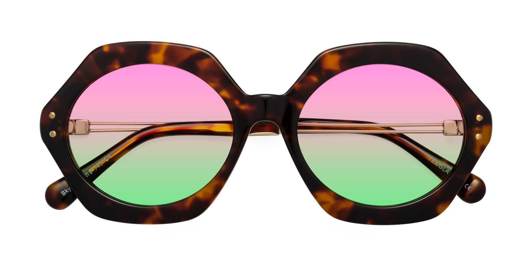 Folded Front of Skye in Tortoise with Pink / Green Gradient Lenses