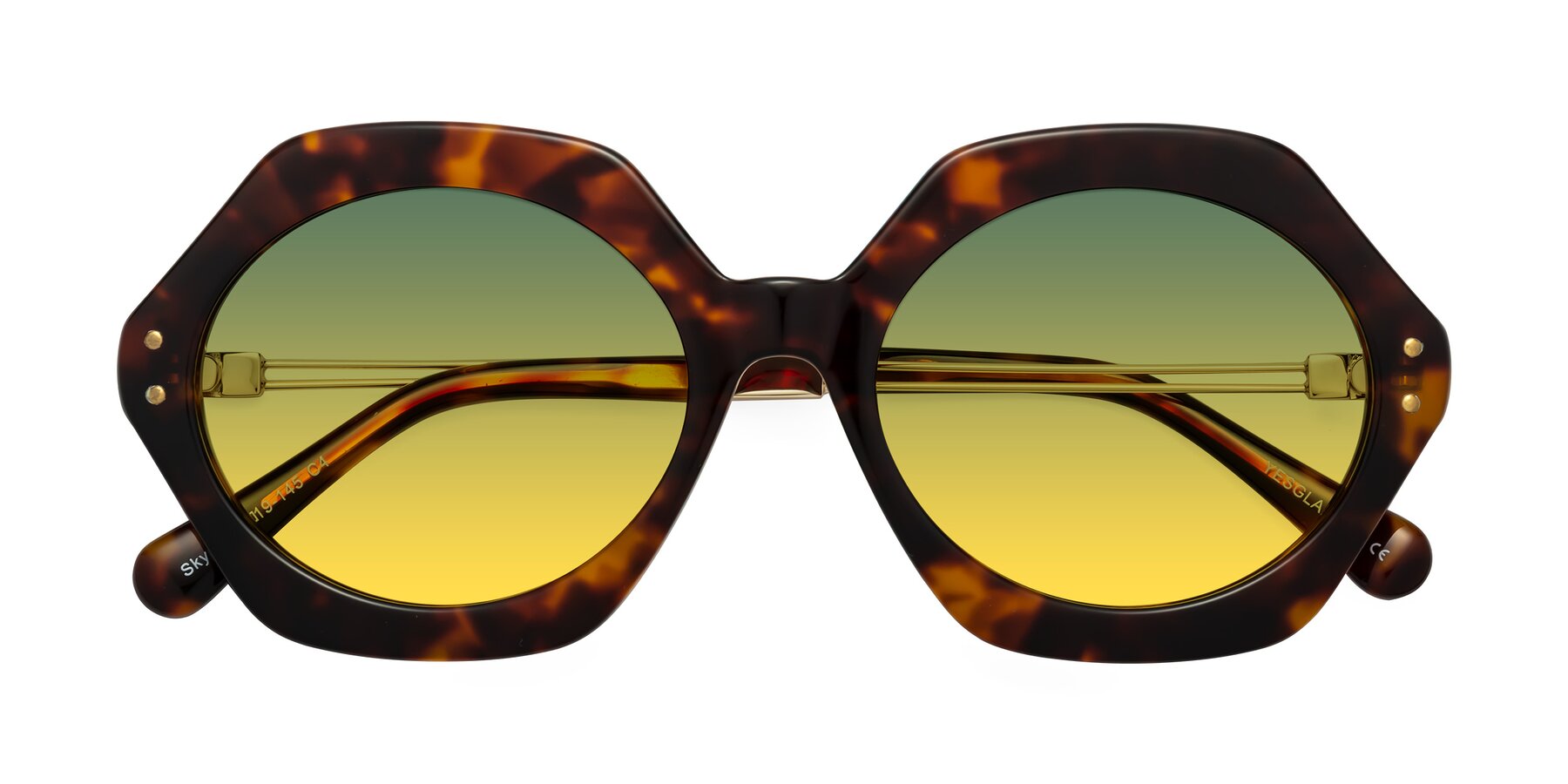 Folded Front of Skye in Tortoise with Green / Yellow Gradient Lenses