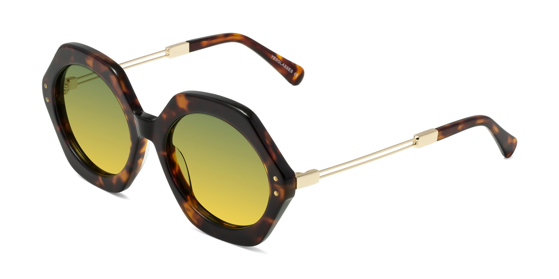 Angle of Skye in Tortoise with Green / Yellow Gradient Lenses