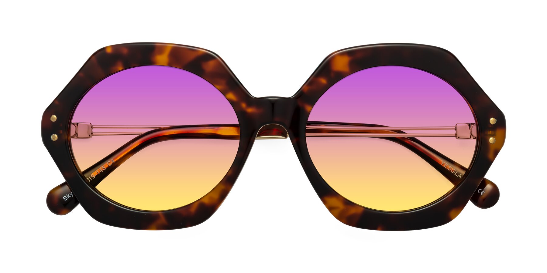 Folded Front of Skye in Tortoise with Purple / Yellow Gradient Lenses