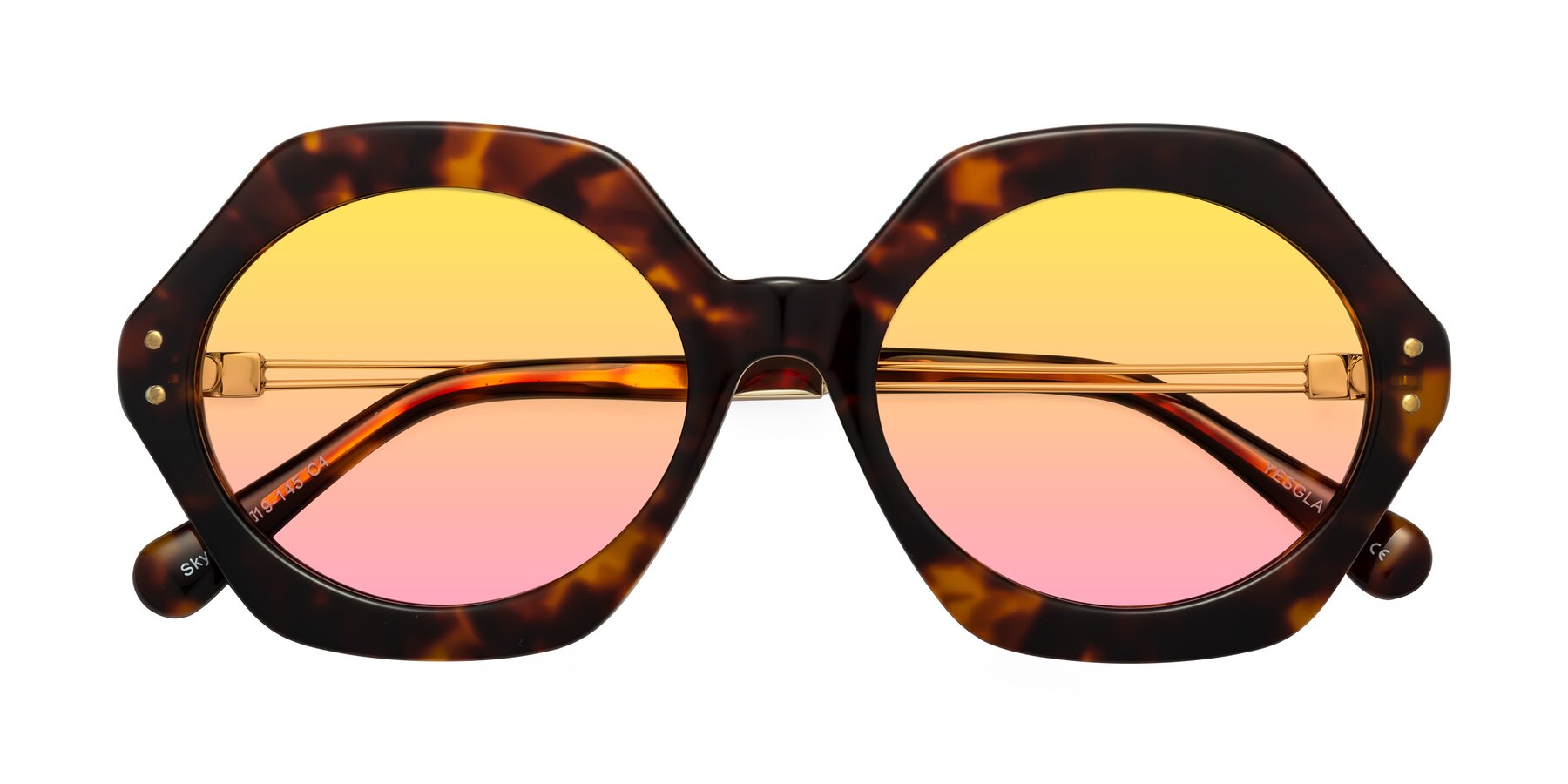 Folded Front of Skye in Tortoise with Yellow / Pink Gradient Lenses