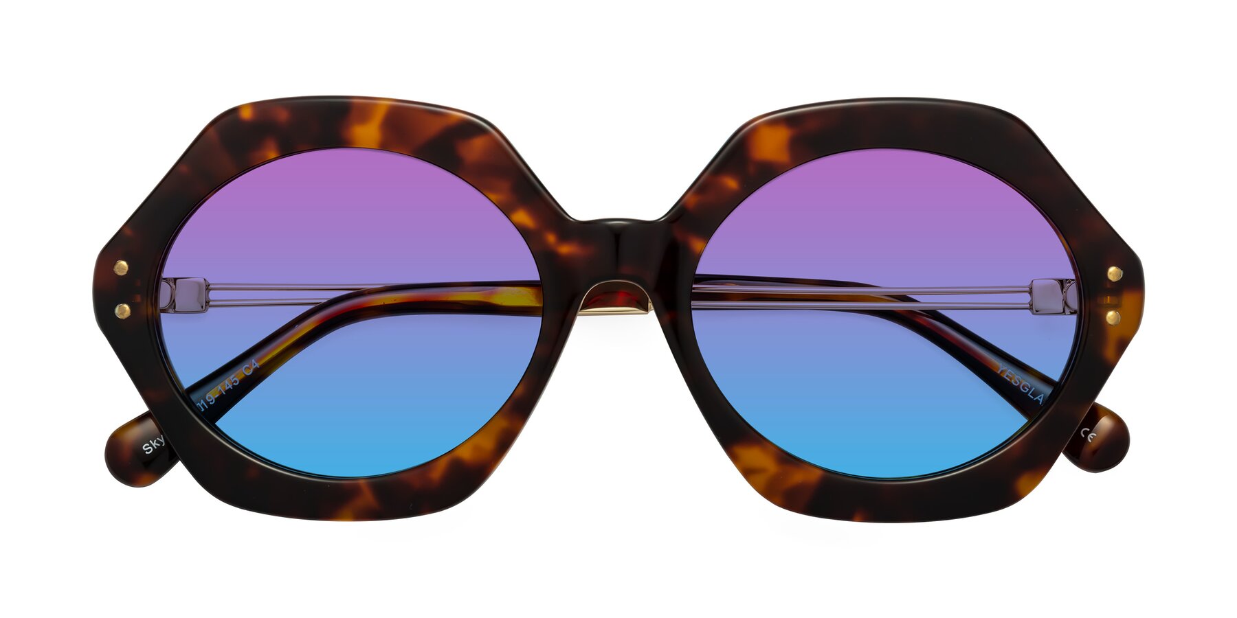 Folded Front of Skye in Tortoise with Purple / Blue Gradient Lenses