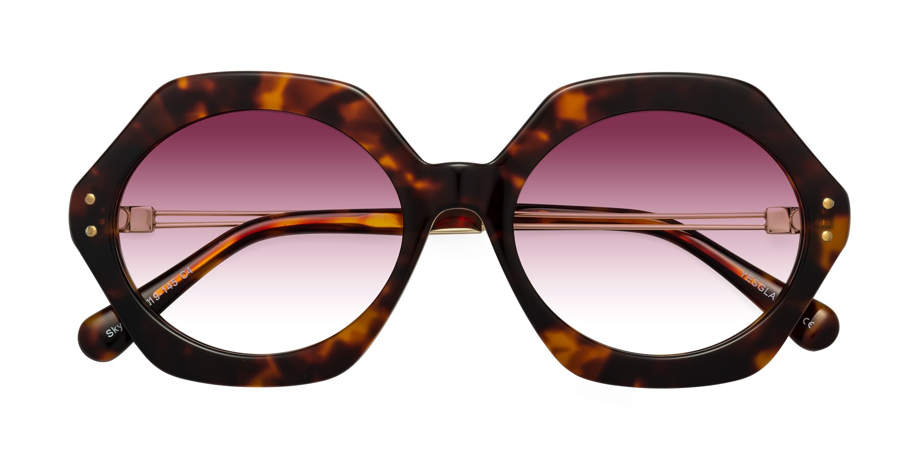 Folded Front of Skye in Tortoise with Wine Gradient Lenses