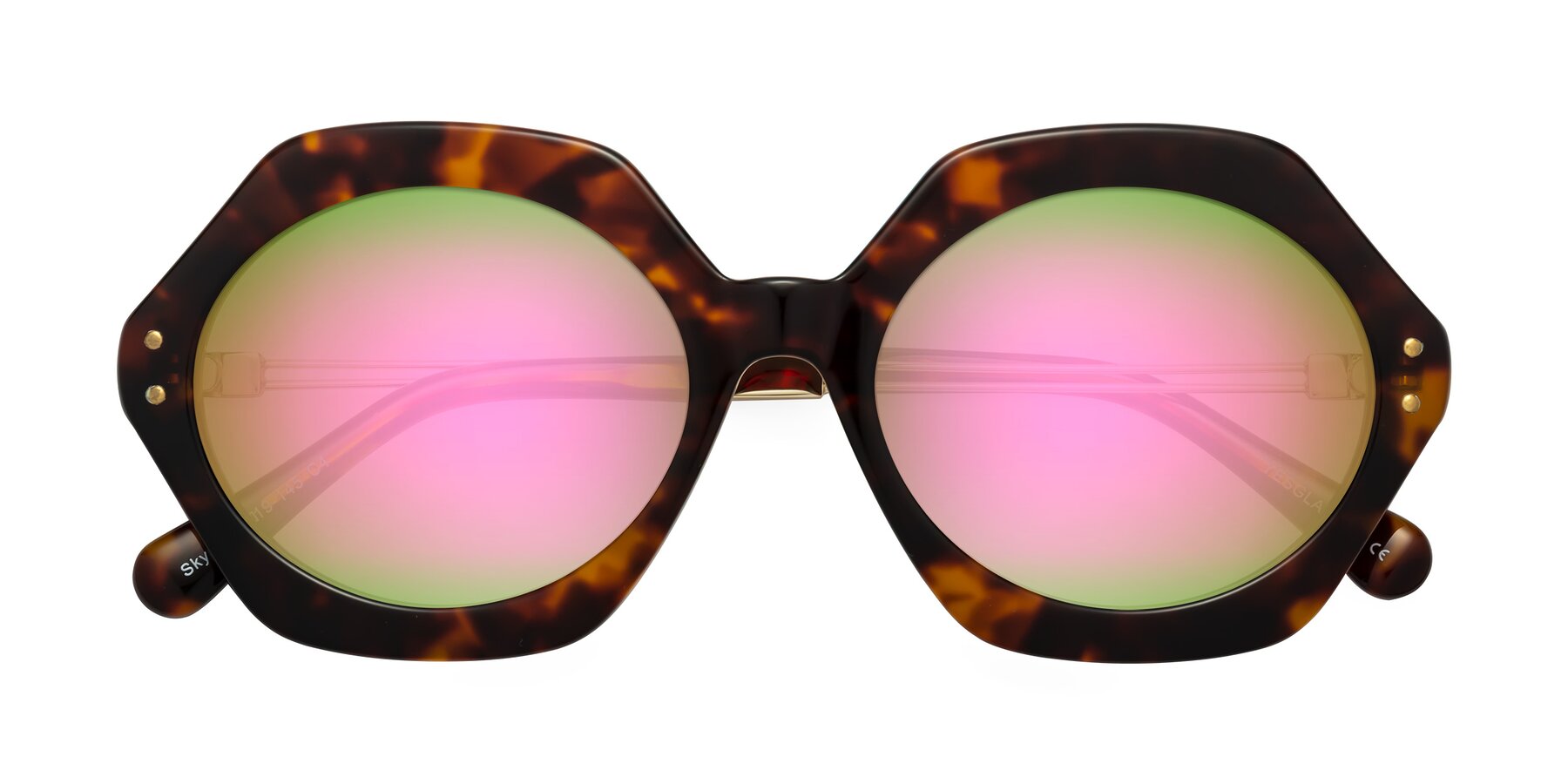 Folded Front of Skye in Tortoise with Pink Mirrored Lenses