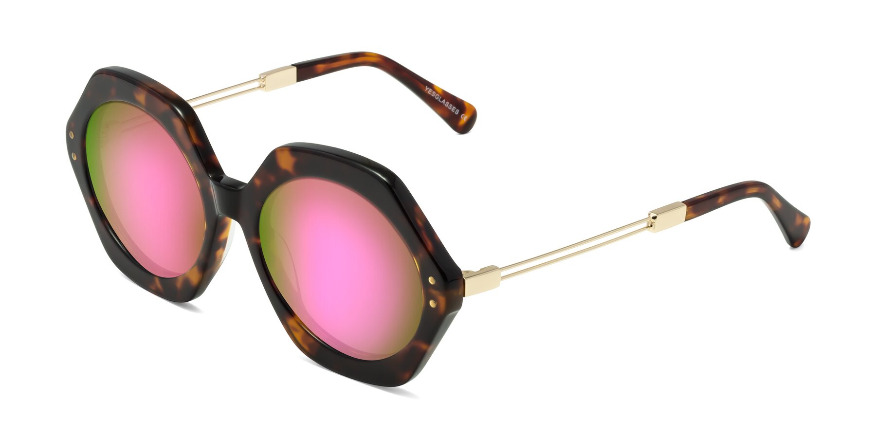 Angle of Skye in Tortoise with Pink Mirrored Lenses