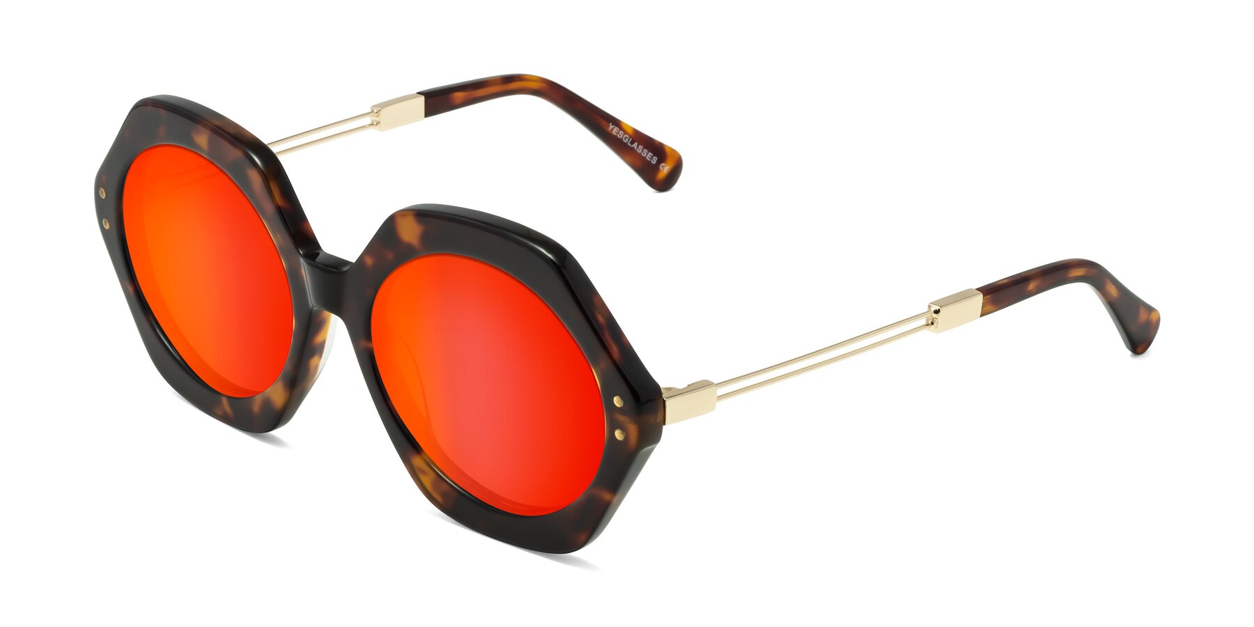 Angle of Skye in Tortoise with Red Gold Mirrored Lenses