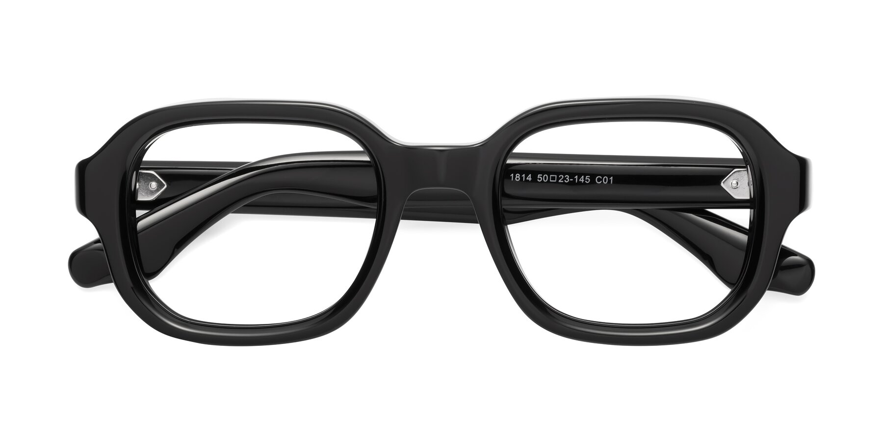 Folded Front of Unite in Black with Clear Eyeglass Lenses