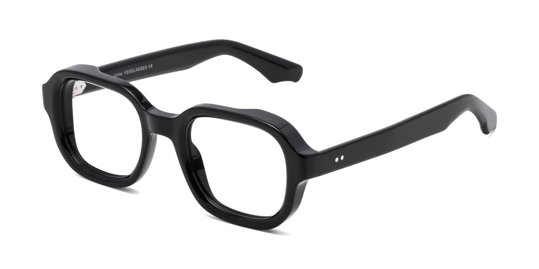Angle of Unite in Black with Clear Eyeglass Lenses
