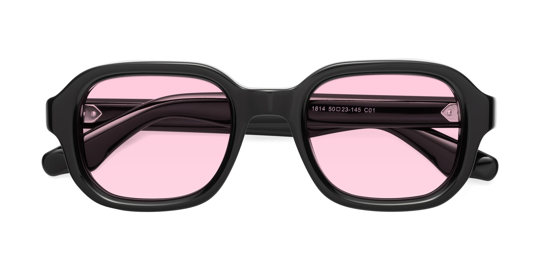 Folded Front of Unite in Black with Light Pink Tinted Lenses