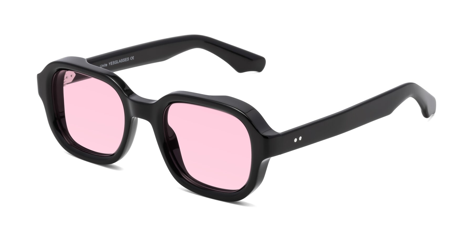 Angle of Unite in Black with Light Pink Tinted Lenses