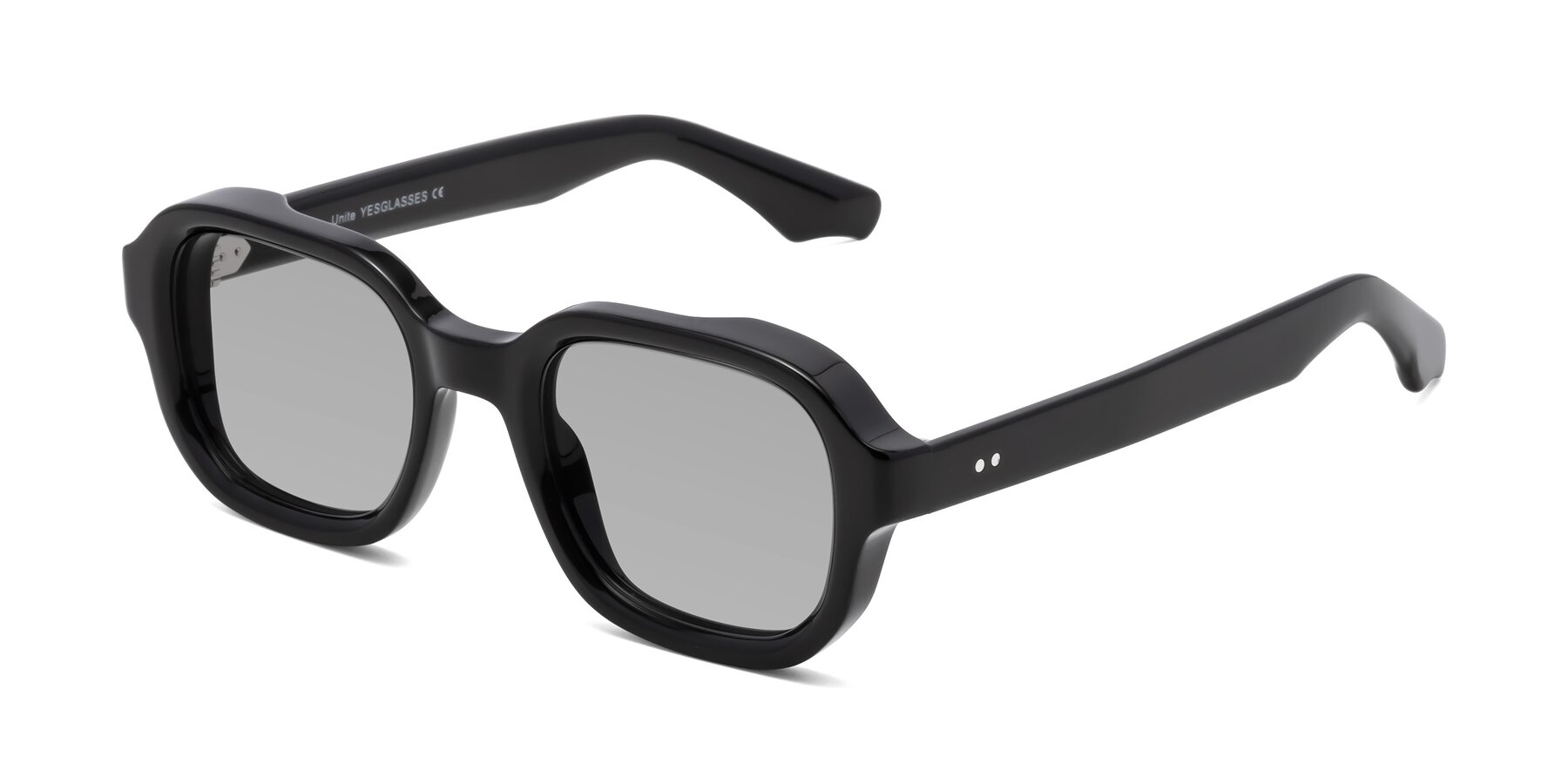 Angle of Unite in Black with Light Gray Tinted Lenses