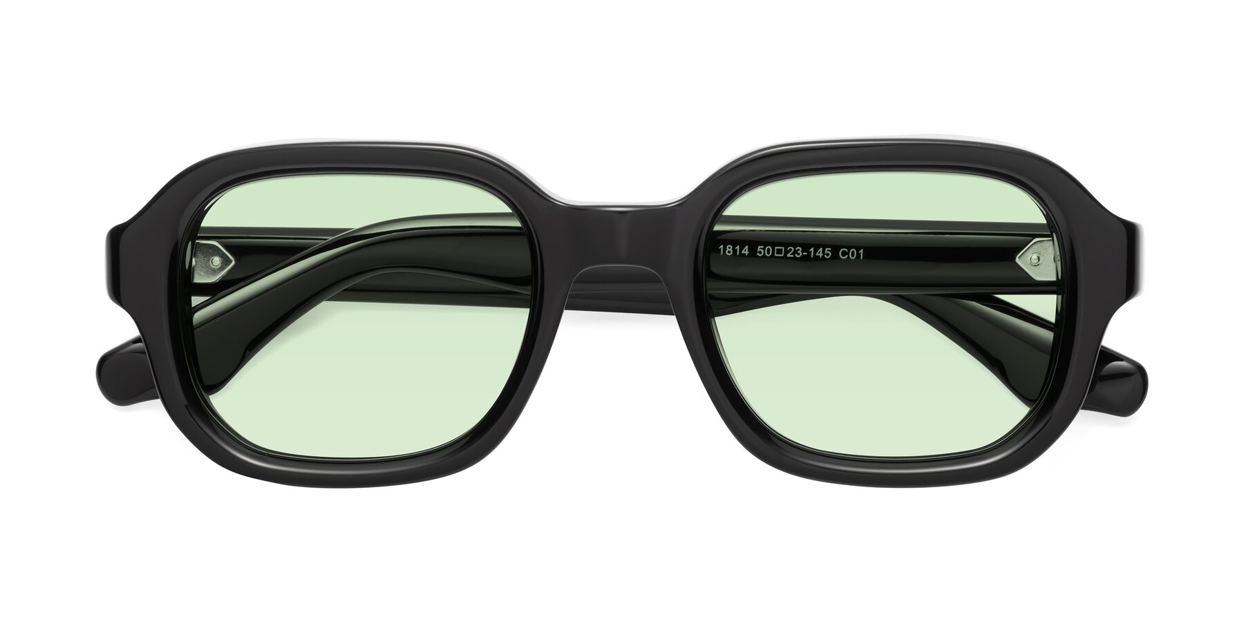 Folded Front of Unite in Black with Light Green Tinted Lenses