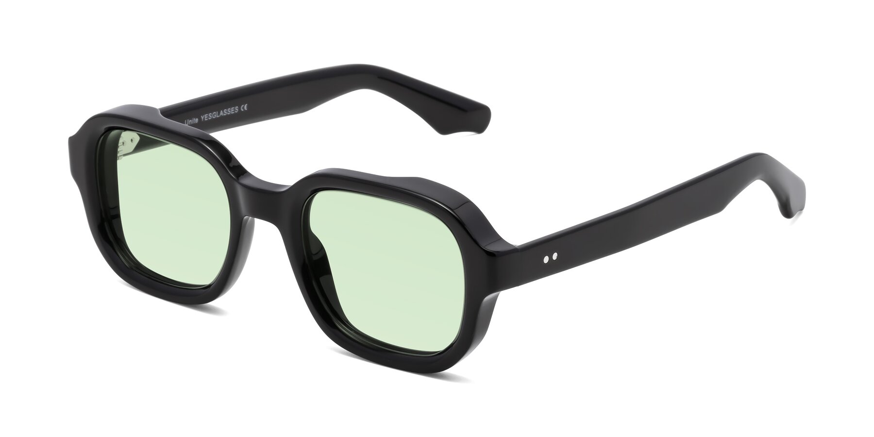 Angle of Unite in Black with Light Green Tinted Lenses