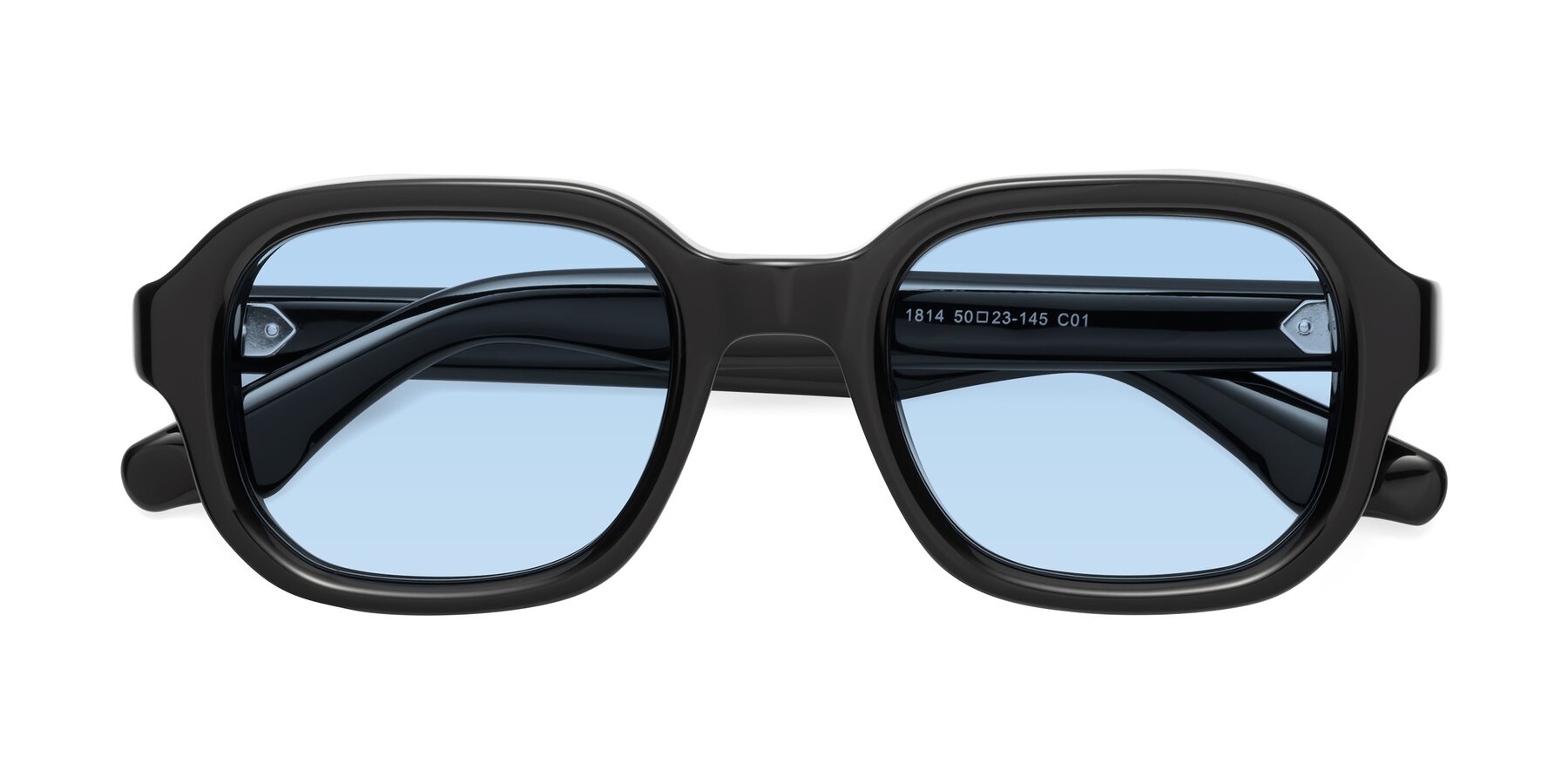 Folded Front of Unite in Black with Light Blue Tinted Lenses