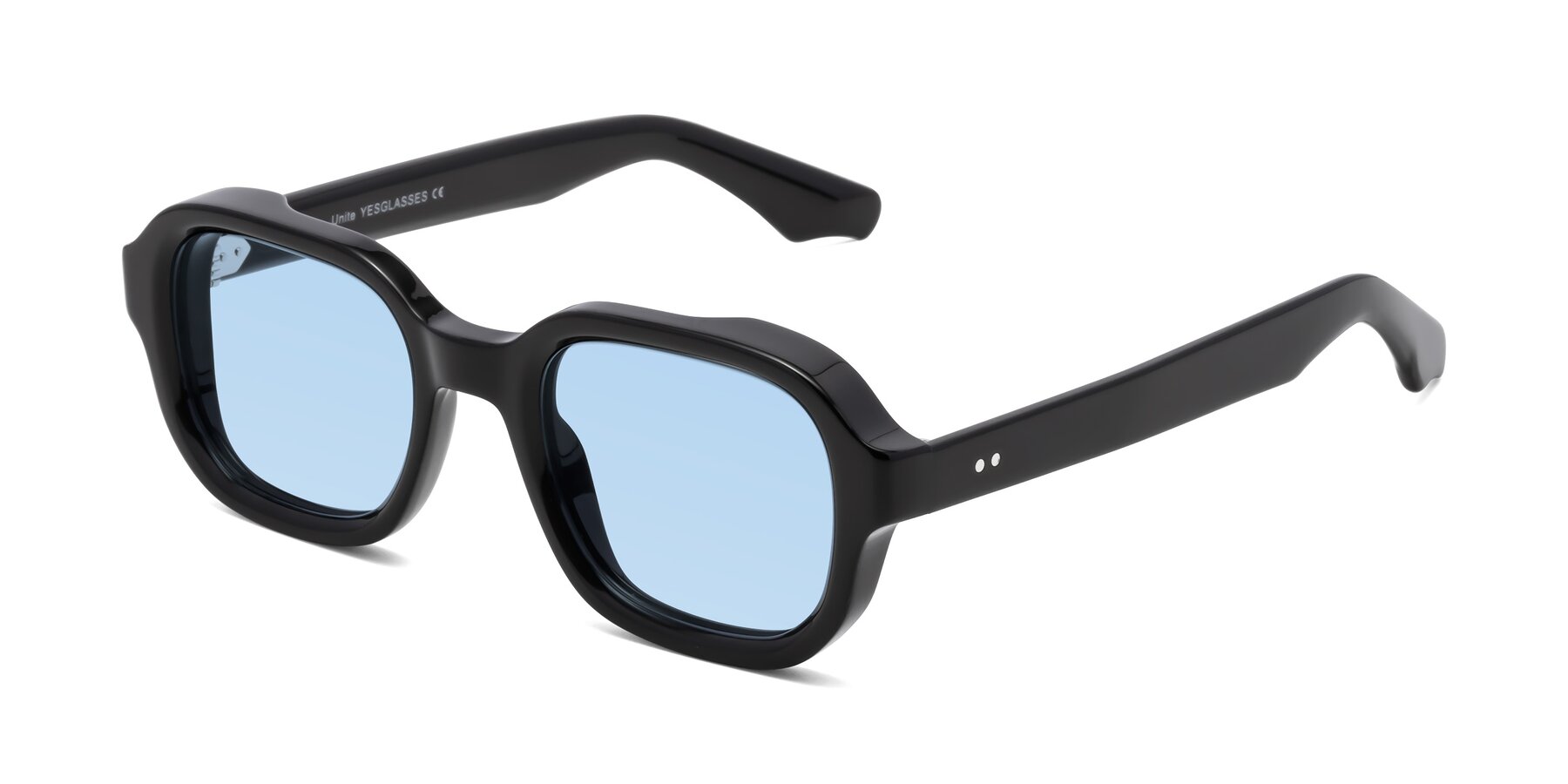 Angle of Unite in Black with Light Blue Tinted Lenses