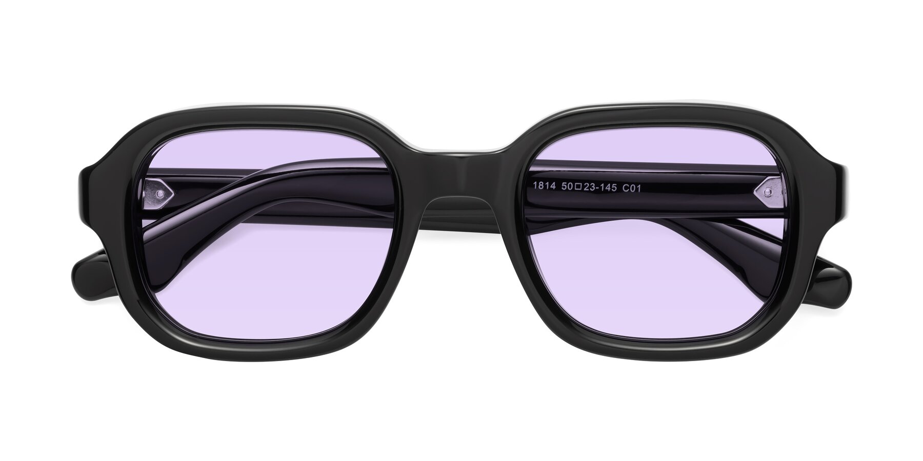 Folded Front of Unite in Black with Light Purple Tinted Lenses