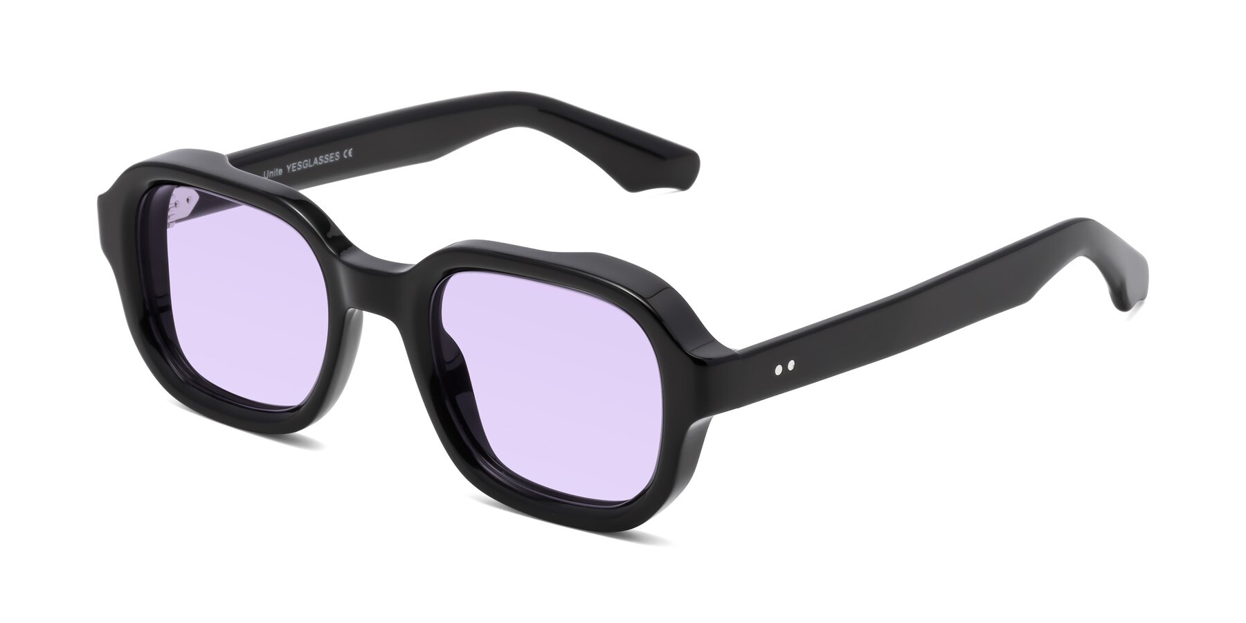 Angle of Unite in Black with Light Purple Tinted Lenses