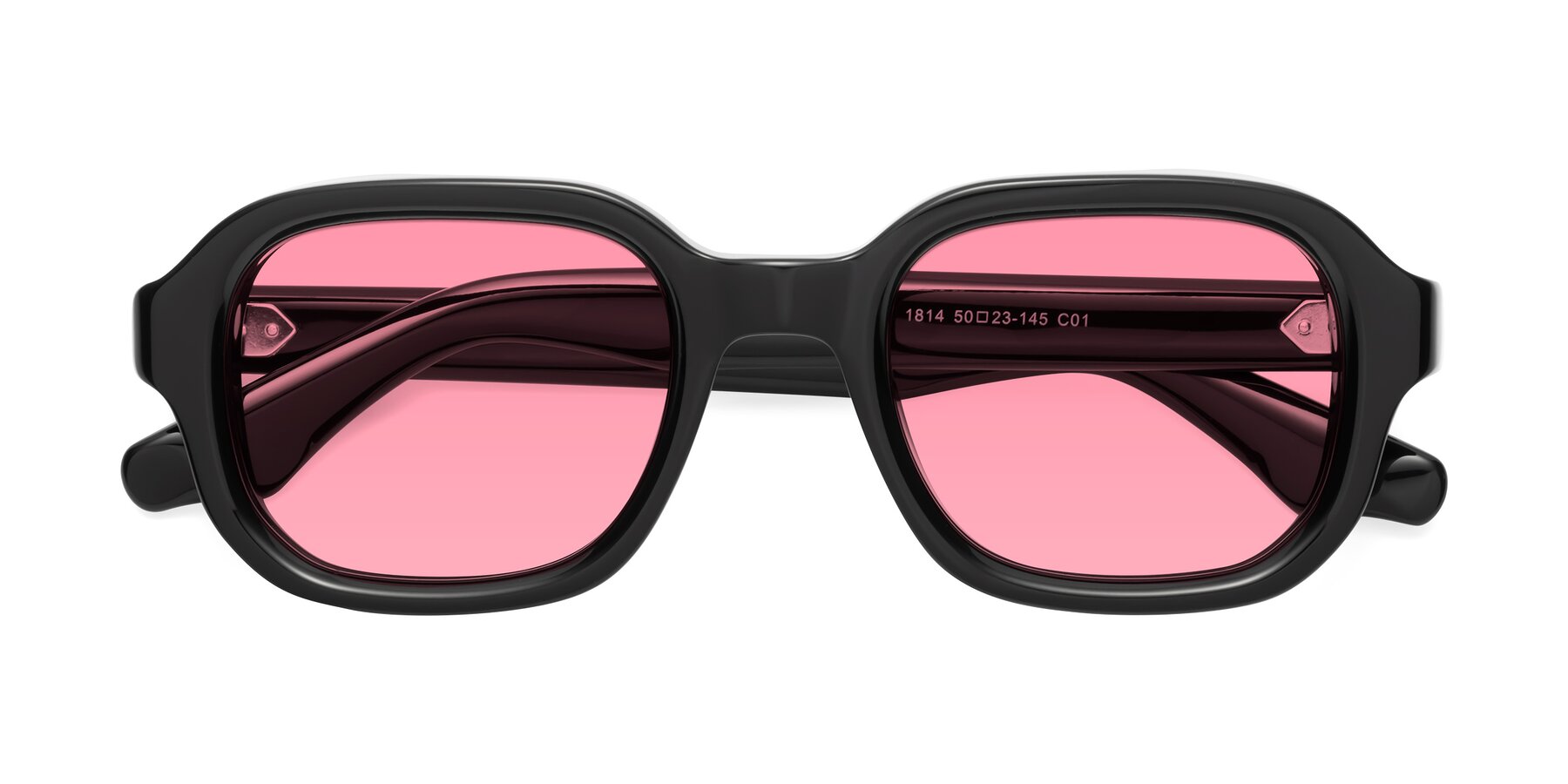 Folded Front of Unite in Black with Pink Tinted Lenses