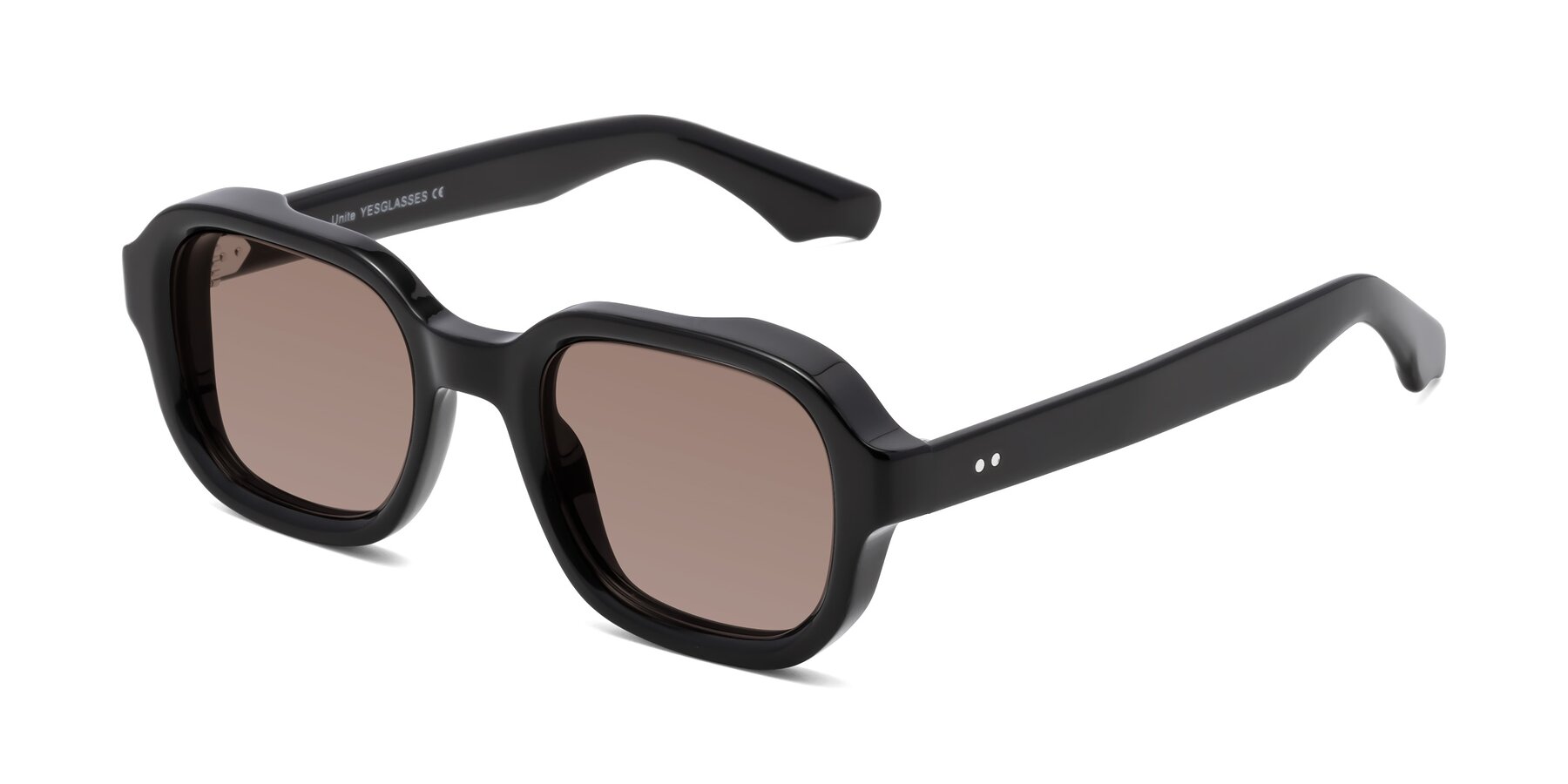 Angle of Unite in Black with Medium Brown Tinted Lenses