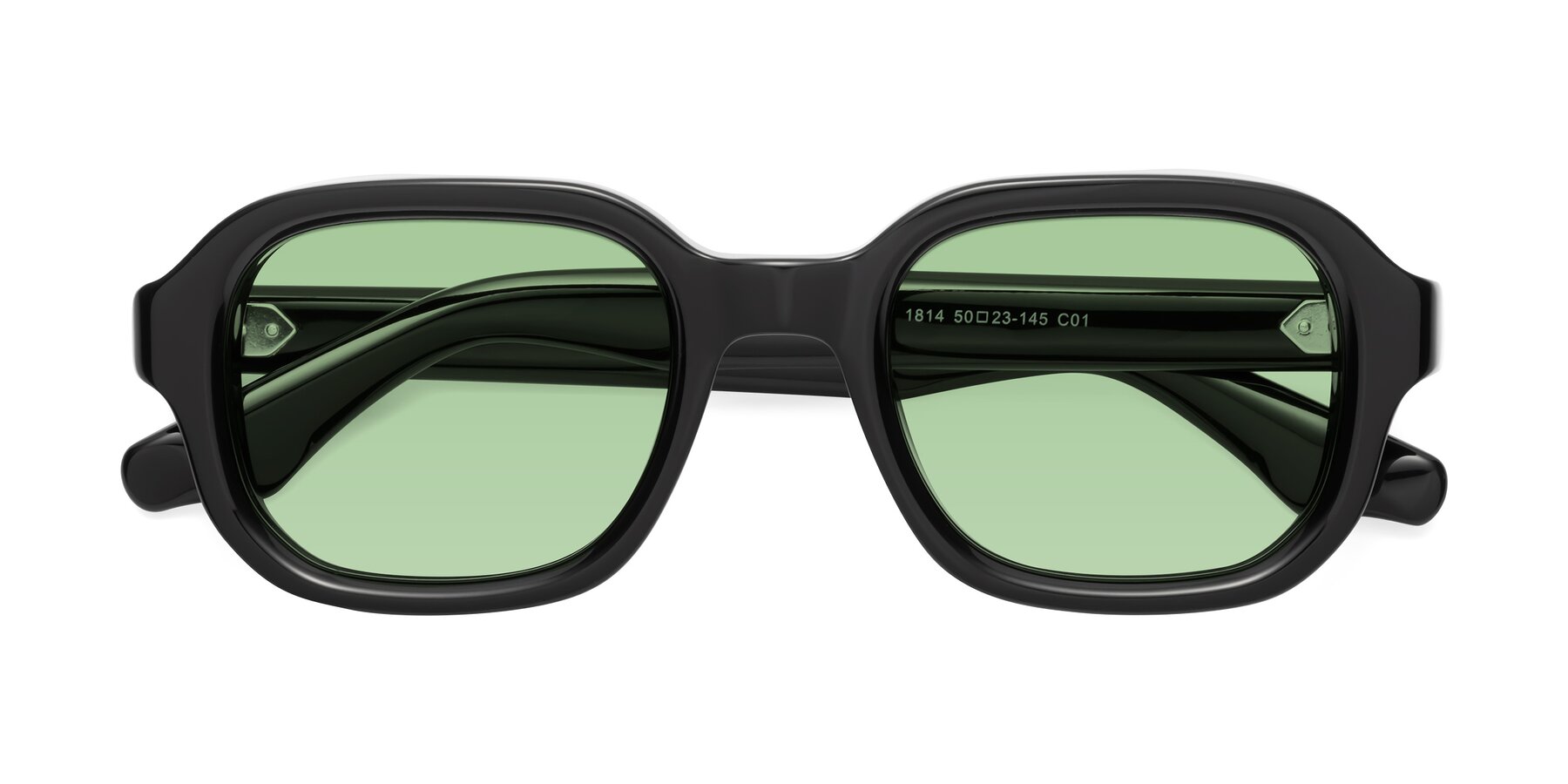 Folded Front of Unite in Black with Medium Green Tinted Lenses