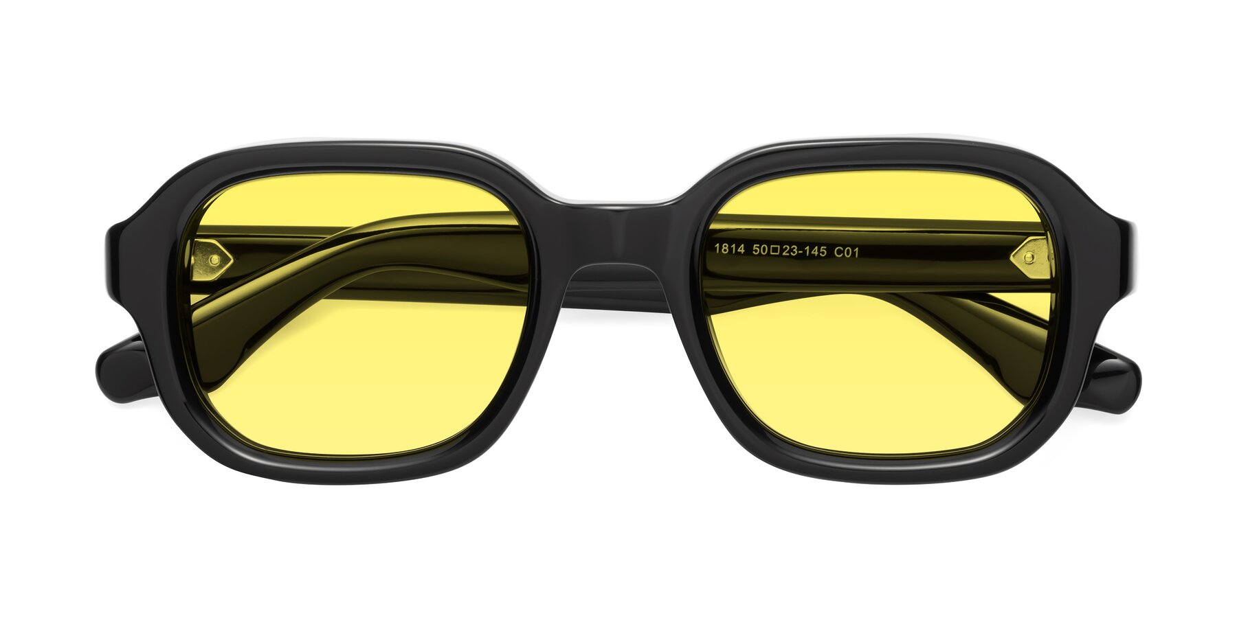 Folded Front of Unite in Black with Medium Yellow Tinted Lenses