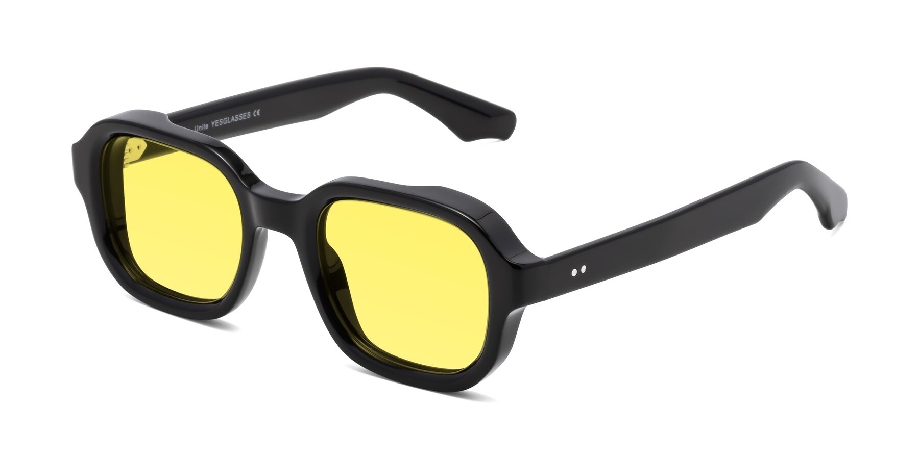 Angle of Unite in Black with Medium Yellow Tinted Lenses