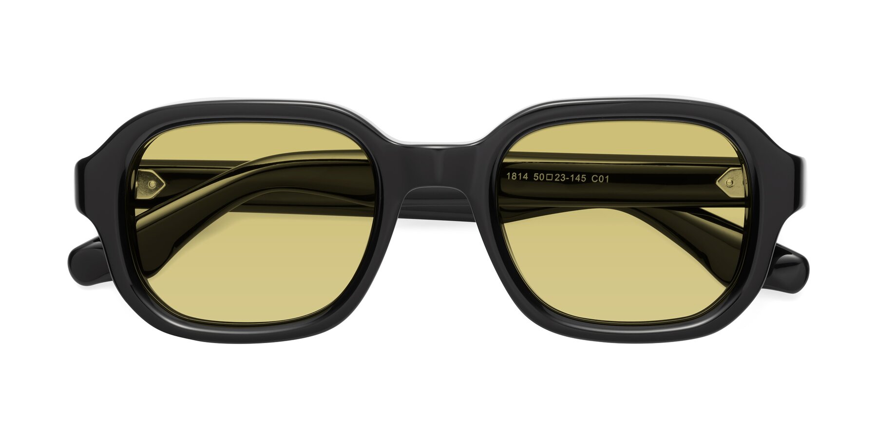 Folded Front of Unite in Black with Medium Champagne Tinted Lenses