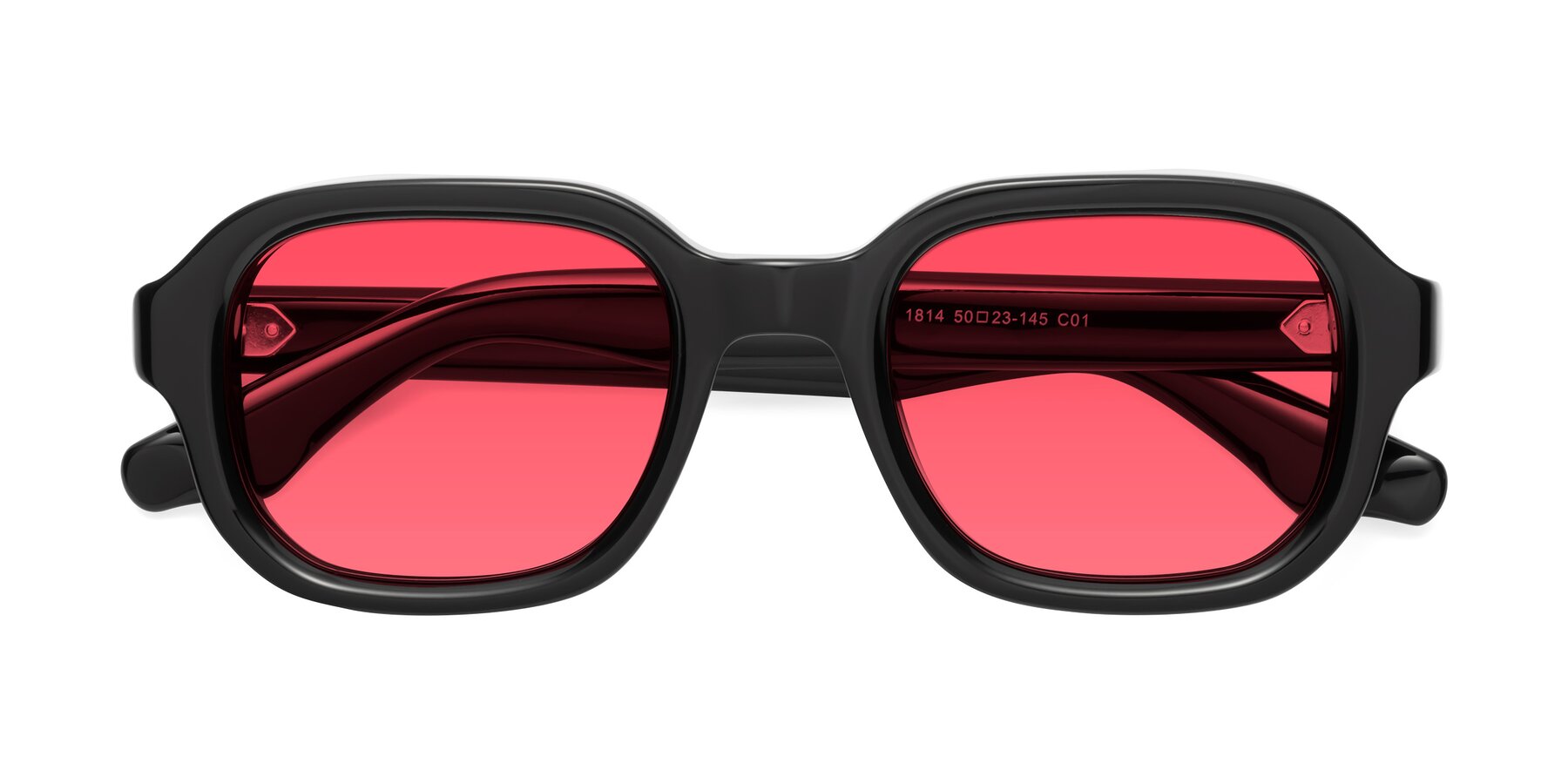 Folded Front of Unite in Black with Red Tinted Lenses