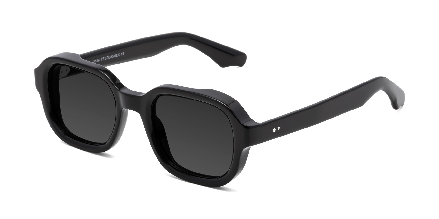 Angle of Unite in Black with Gray Tinted Lenses