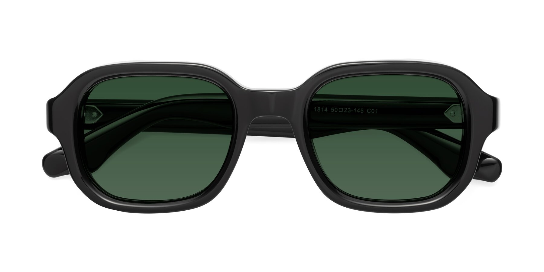 Folded Front of Unite in Black with Green Tinted Lenses