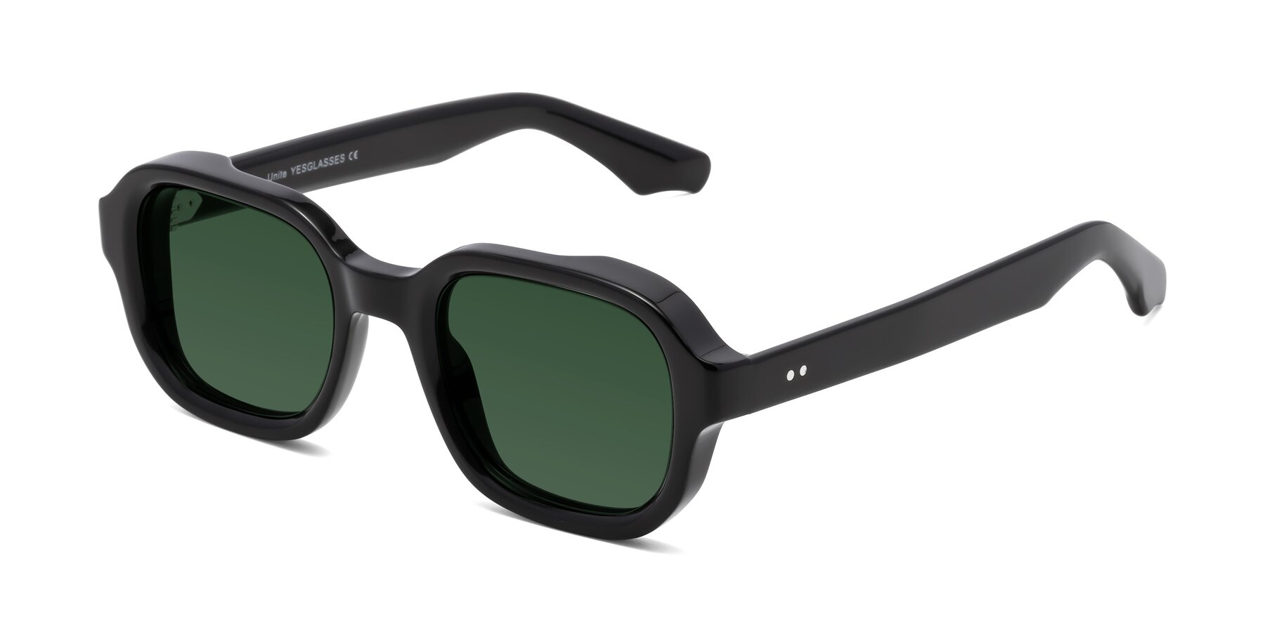 Angle of Unite in Black with Green Tinted Lenses