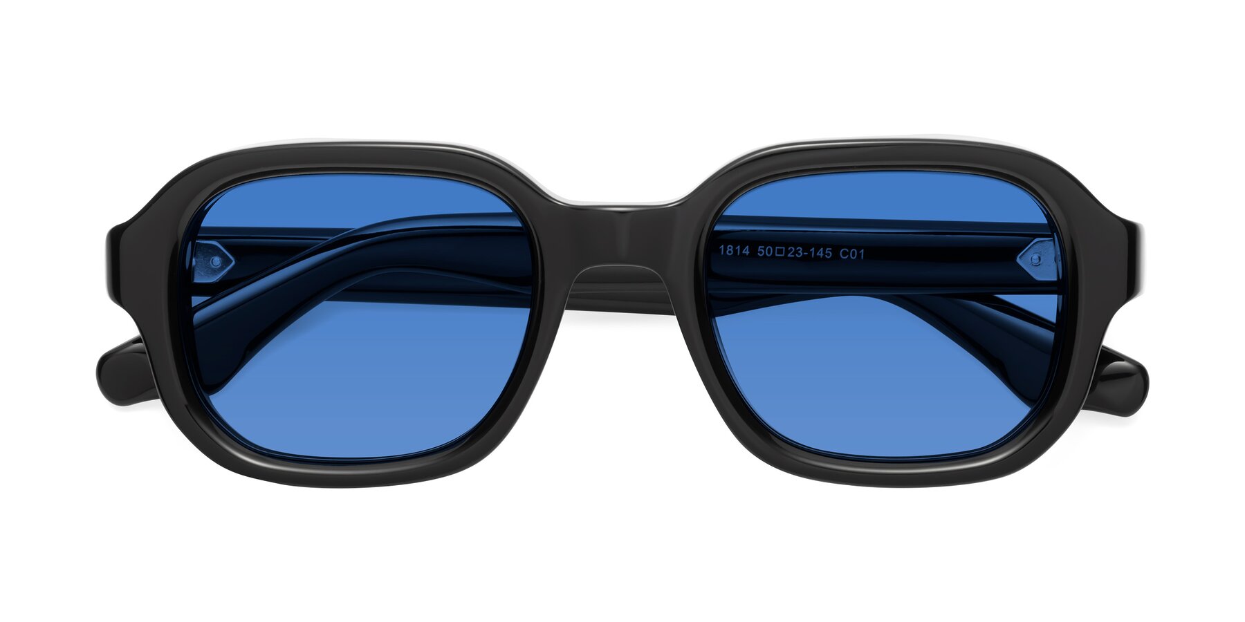 Folded Front of Unite in Black with Blue Tinted Lenses