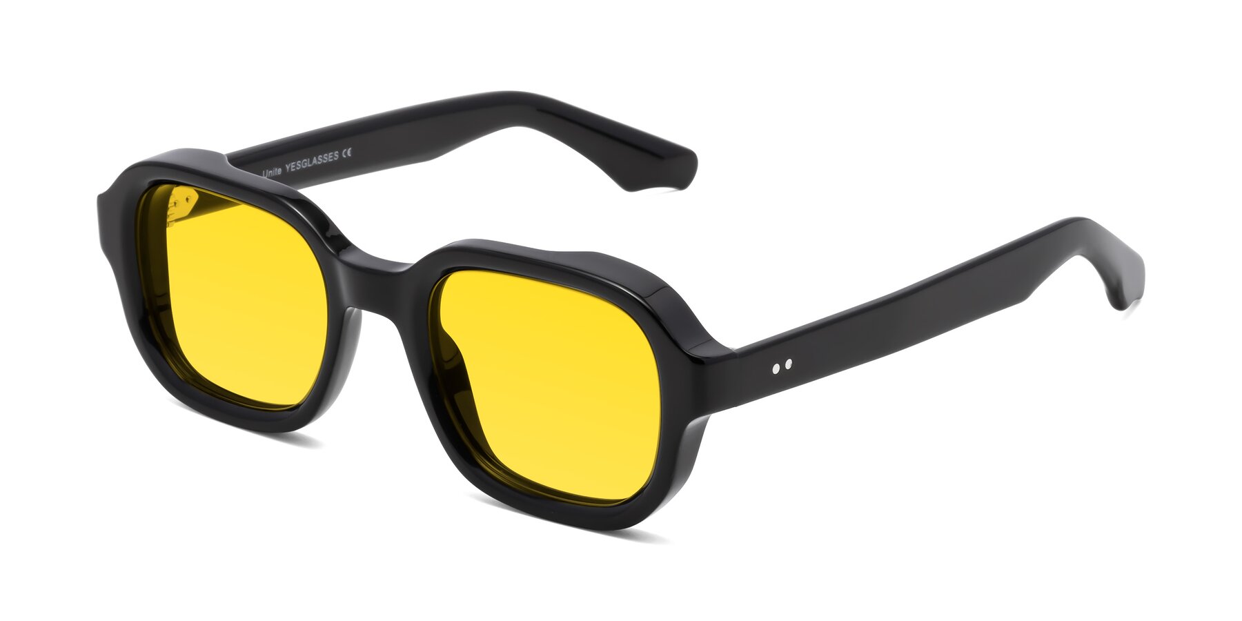 Angle of Unite in Black with Yellow Tinted Lenses