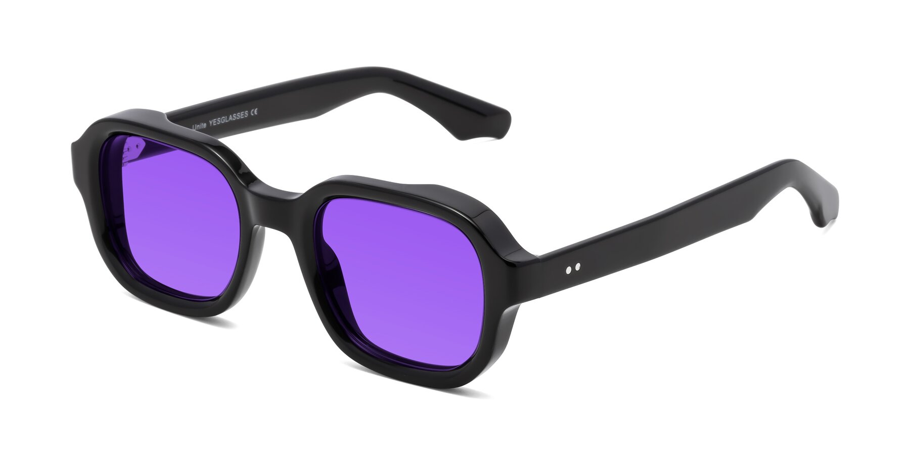 Angle of Unite in Black with Purple Tinted Lenses