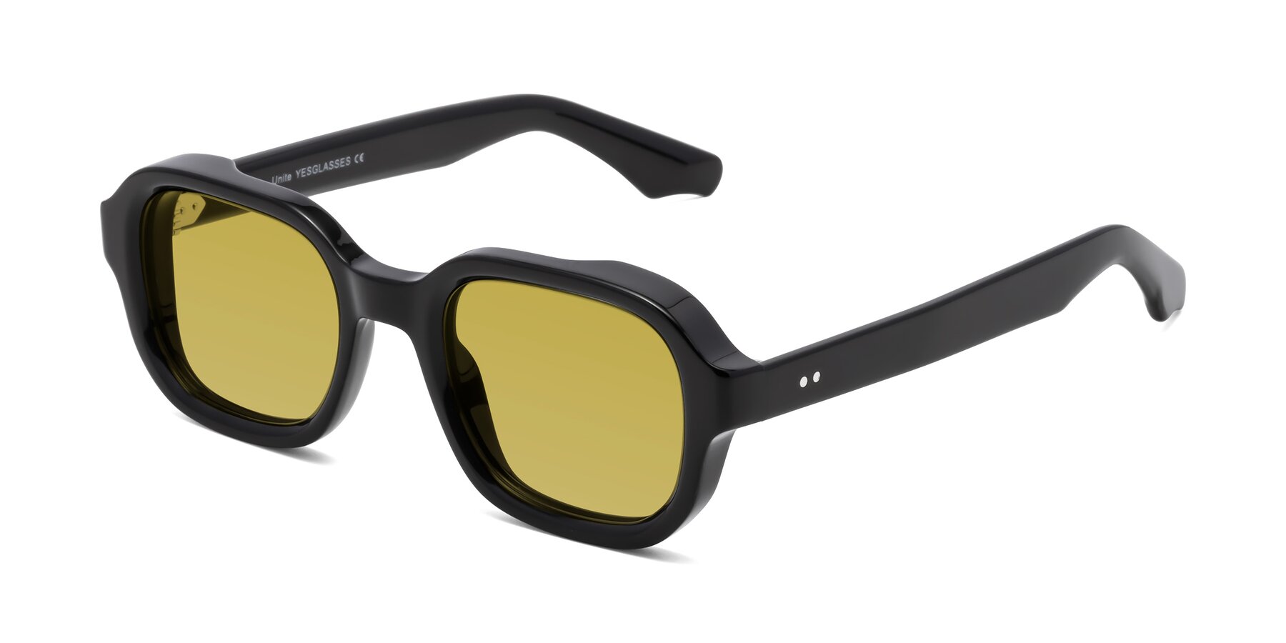 Angle of Unite in Black with Champagne Tinted Lenses