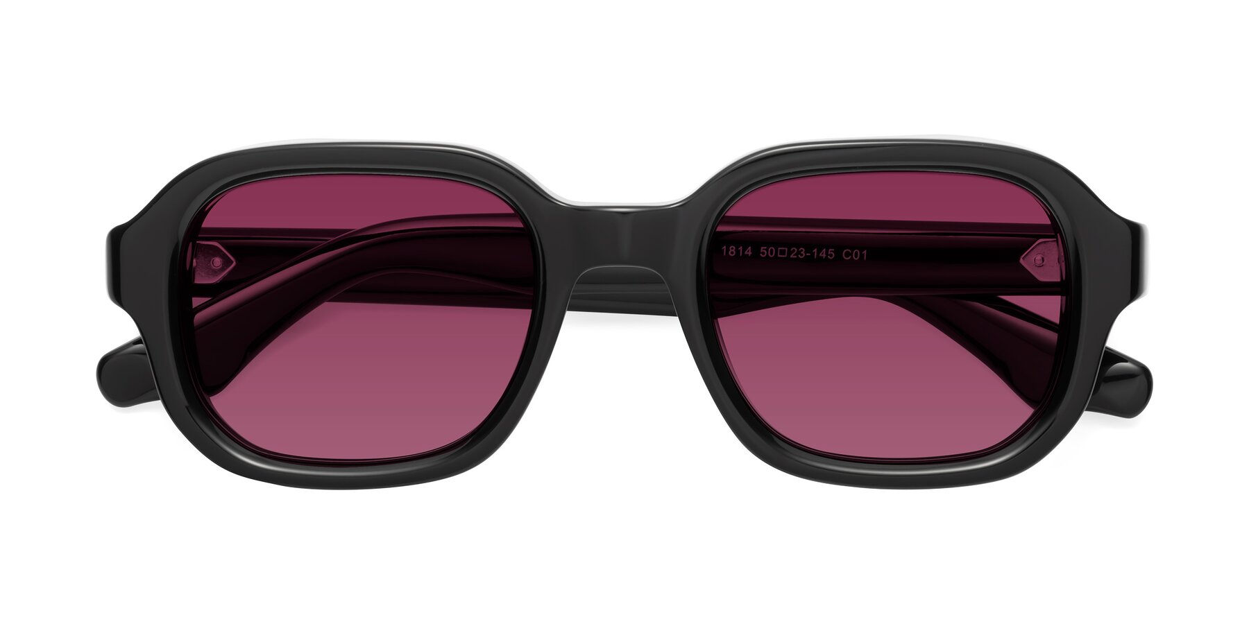 Folded Front of Unite in Black with Wine Tinted Lenses