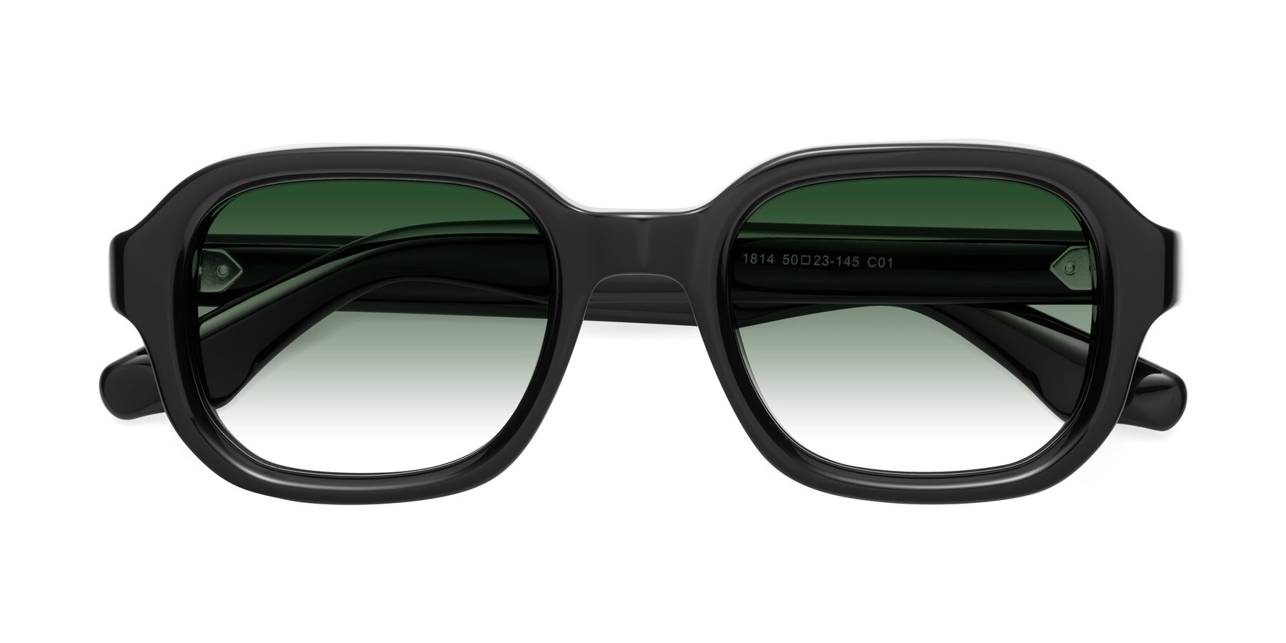 Folded Front of Unite in Black with Green Gradient Lenses