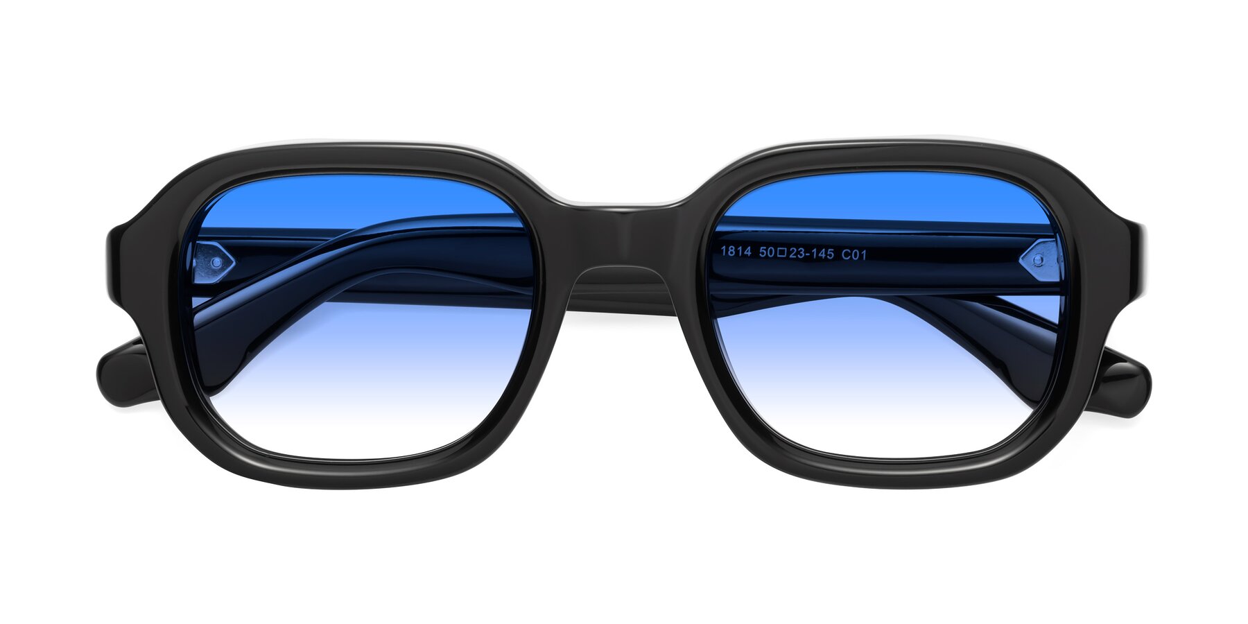 Clear Thick Geek-Chic Geometric Gradient Sunglasses with Blue Sunwear Lenses