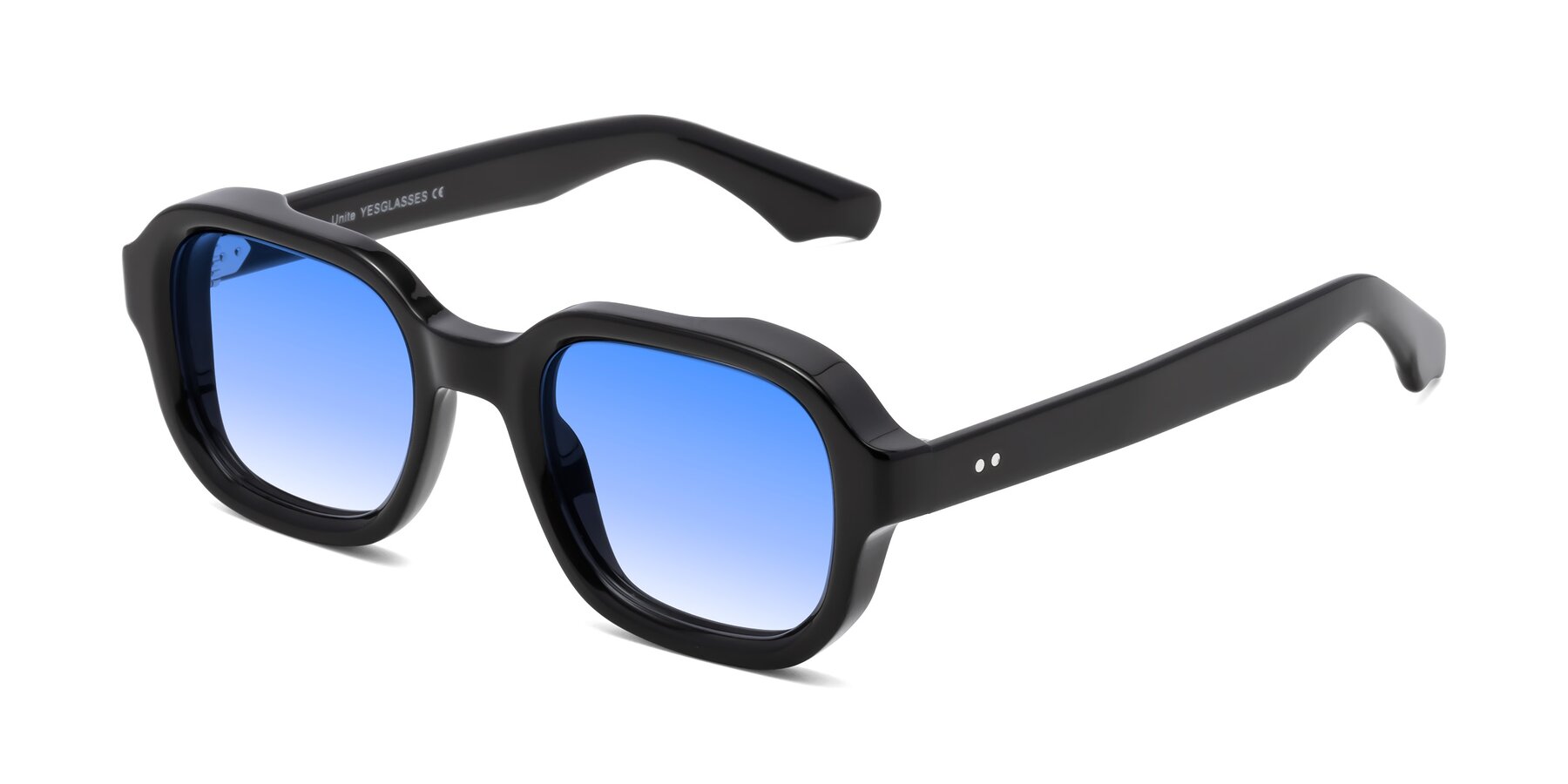 Angle of Unite in Black with Blue Gradient Lenses